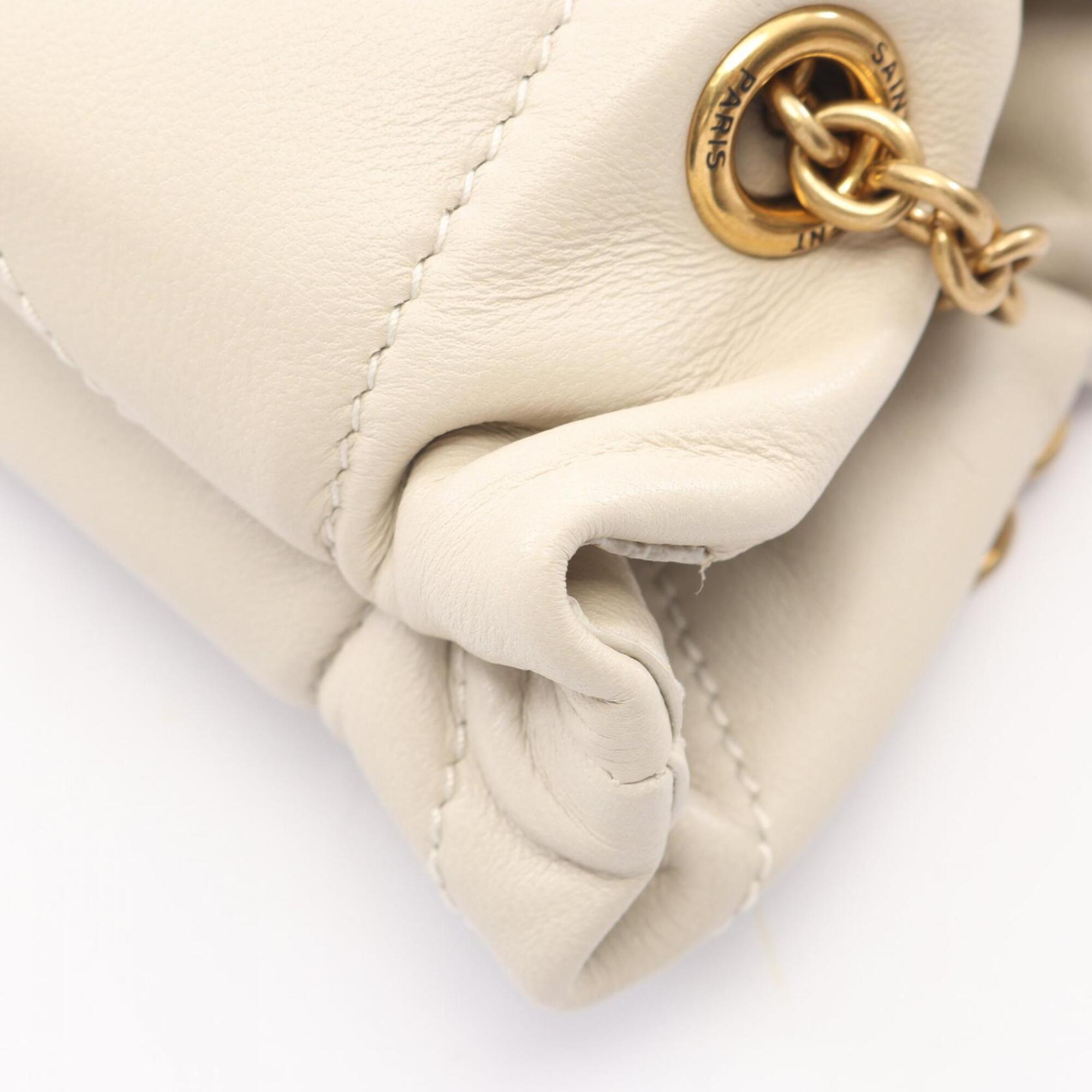 Saint Laurent Ivory Leather Handbag Pouch Shoulder Bag (Pre-Owned)
