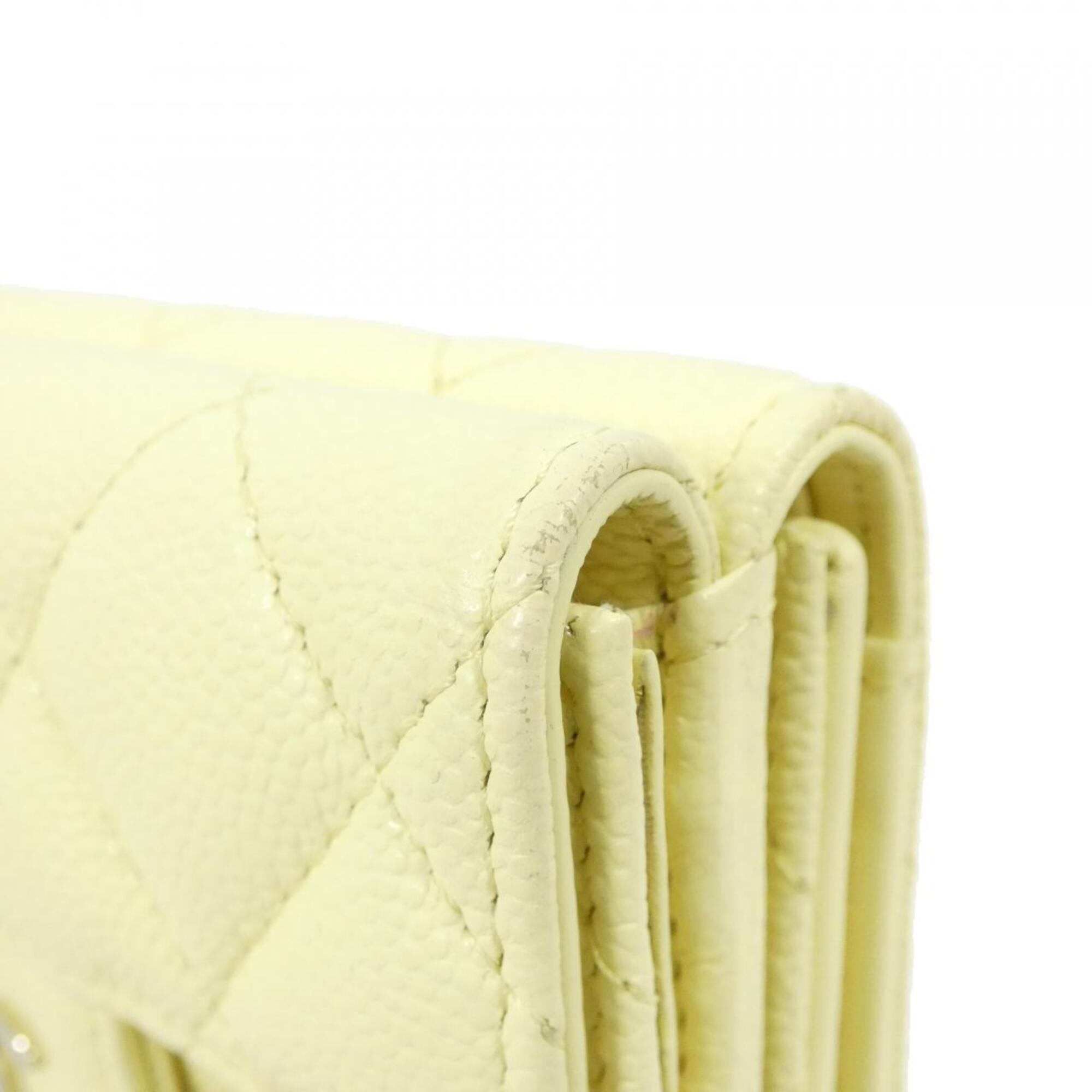 Chanel Yellow Grained Calfskin Wallet (Tri-Fold) (Pre-Owned)