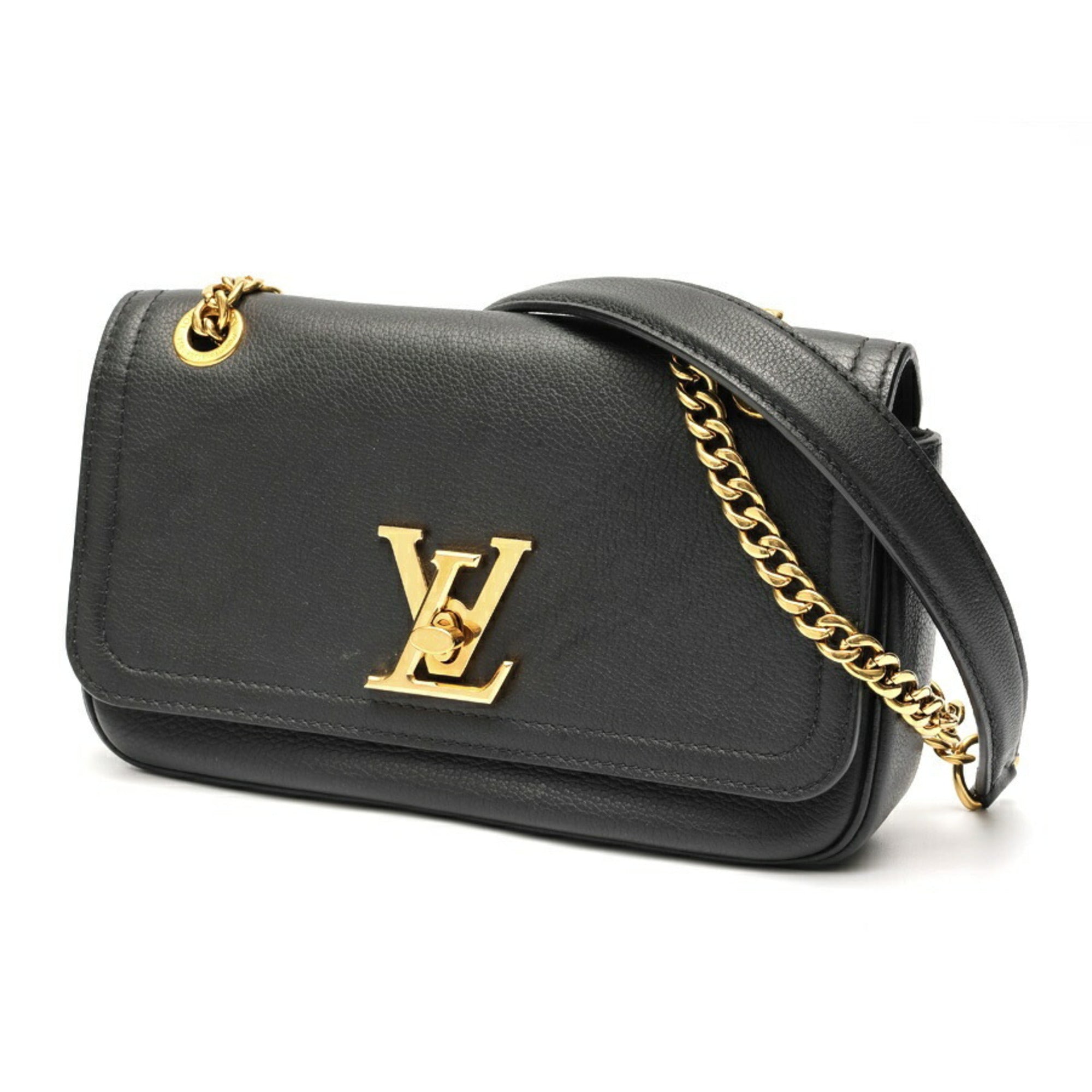Louis Vuitton Black Leather Shoulder Bag (Pre-Owned)