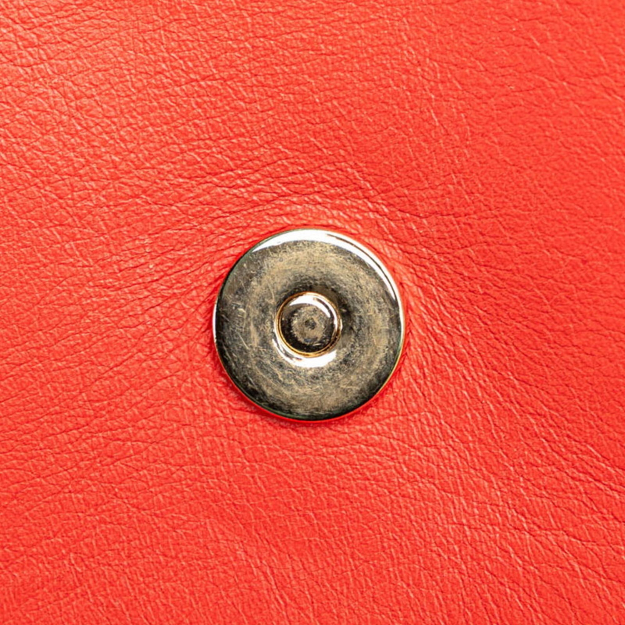 Chloé Red Color Leather Suede Shoulder Bag (Pre-Owned)