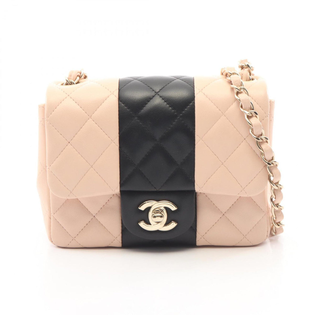 Chanel Black Pink Leather Handbag Shoulder Bag (Pre-Owned)