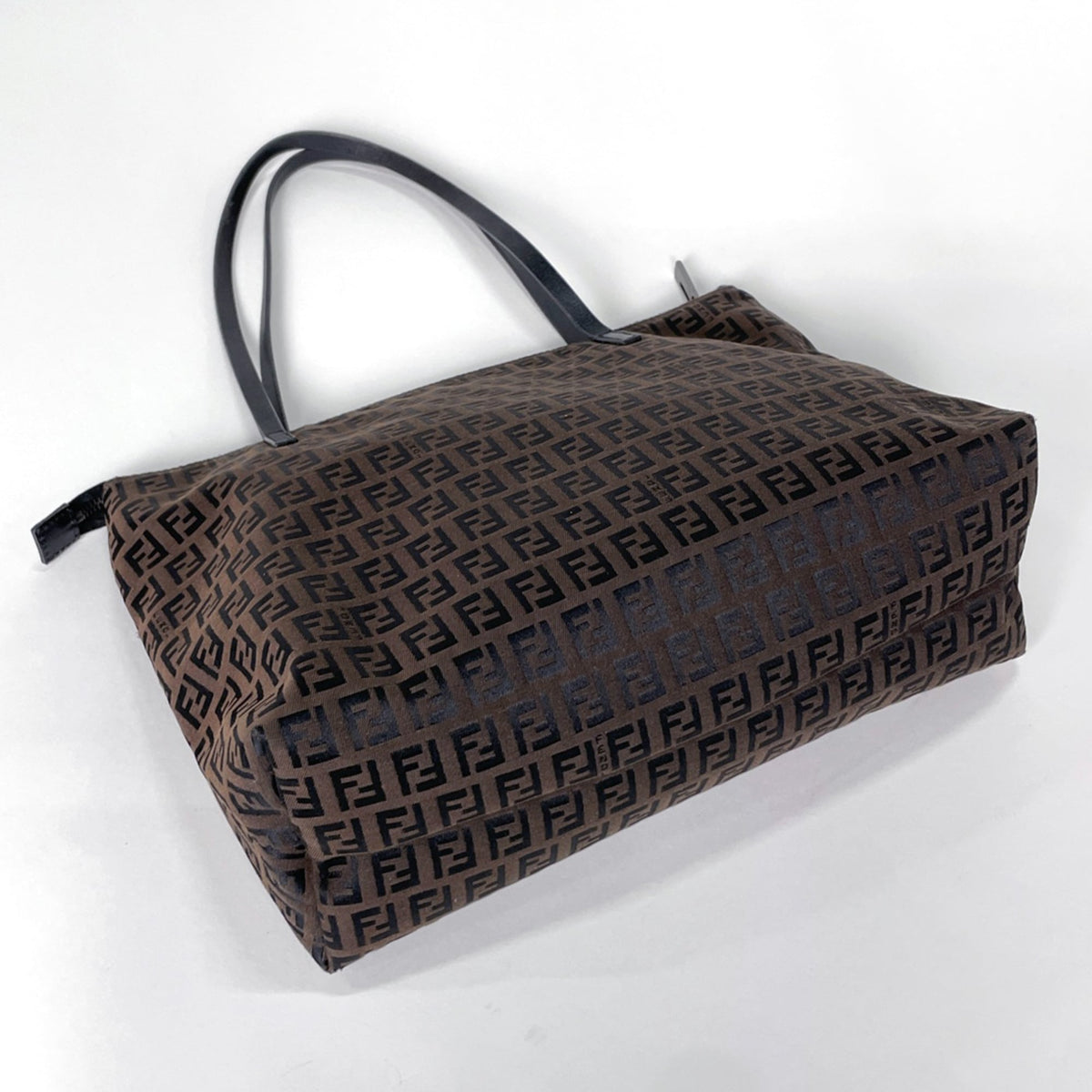 Fendi Zucchino Brown Canvas Leather Tote Bag (Pre-Owned)