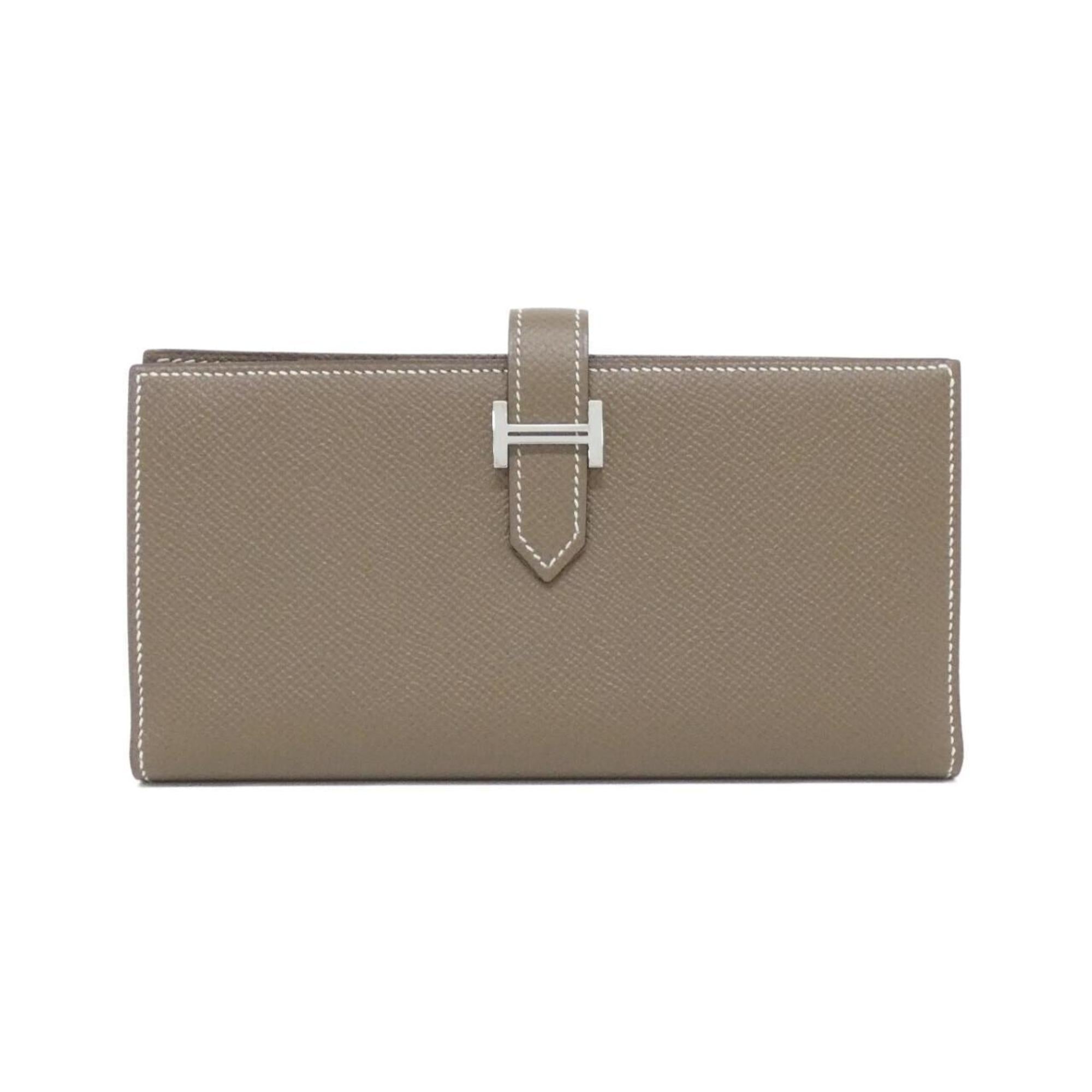 Hermes Bearn Etoupe Gray Epsom Leather Long Wallet (Bi-Fold) (Pre-Owned)