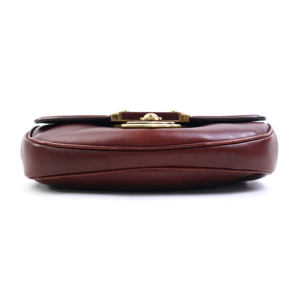 Miu Miu Brown Gold Leather Metal Shoulder Bag (Pre-Owned)