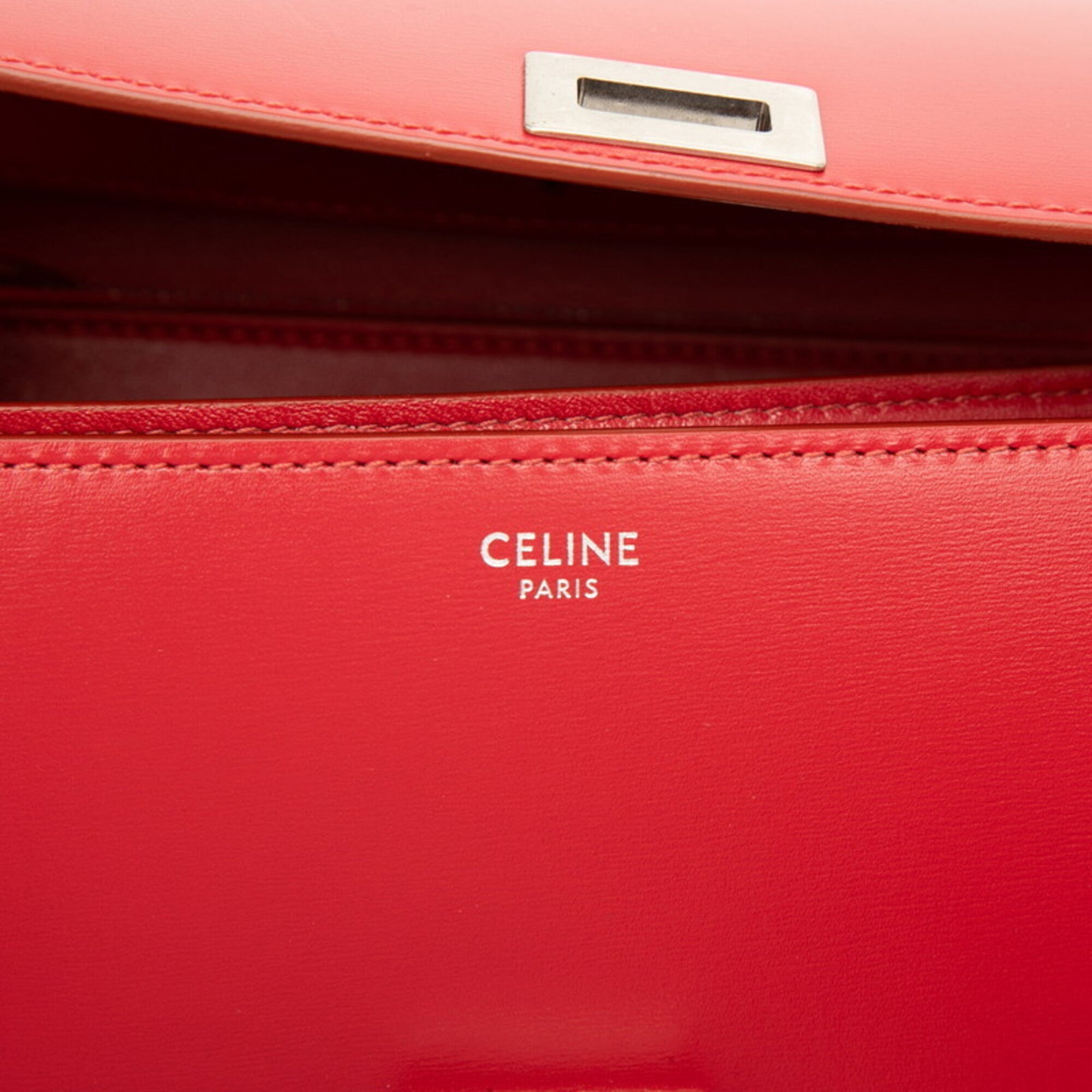 Celine Red Color Leather Shoulder Bag (Pre-Owned)