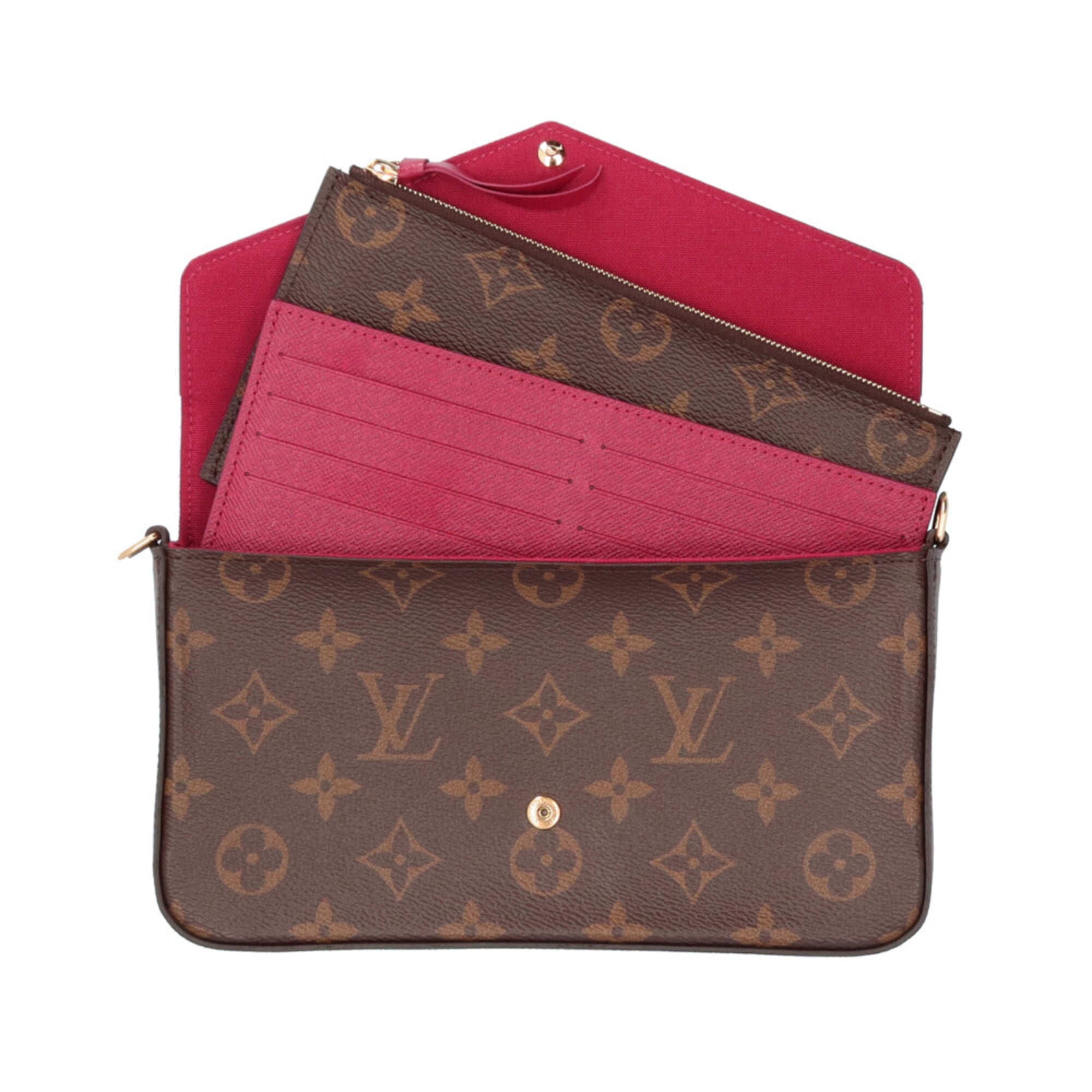 Louis Vuitton Brown Fuchsia Monogram Canvas Pochette Shoulder Bag (Pre-Owned)