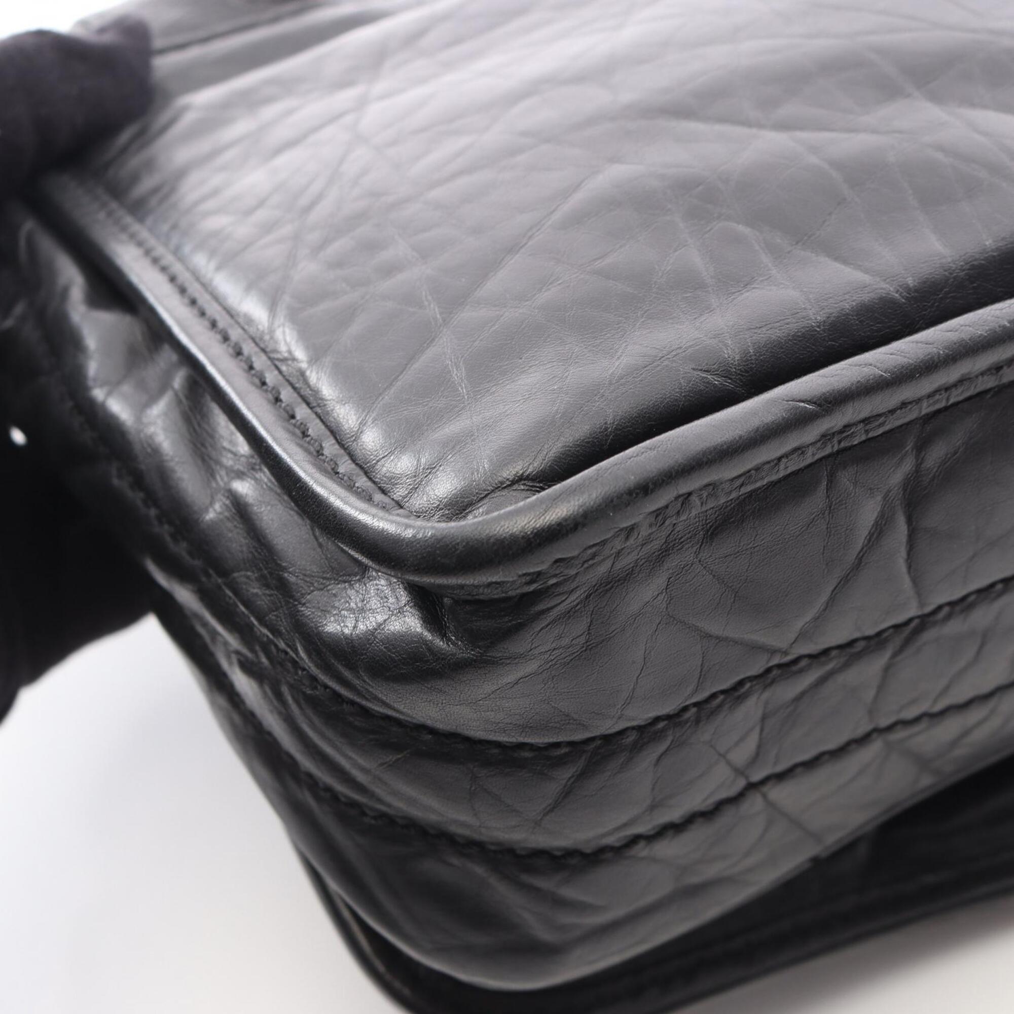 Chanel Black Leather Handbag Shoulder Bag (Pre-Owned)