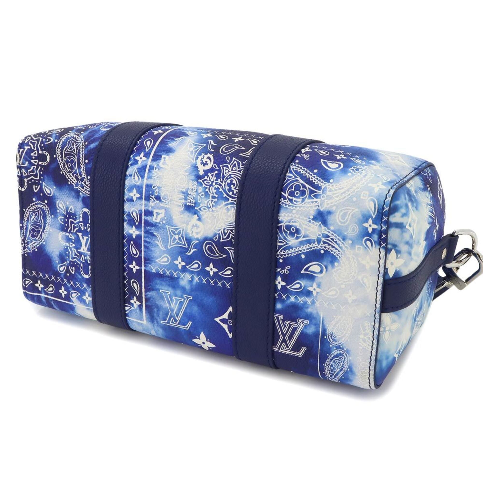 Louis Vuitton Blue White Leather Handbag Shoulder Bag (Pre-Owned)