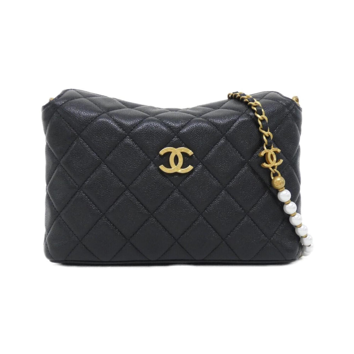 Chanel Black Grained Calfskin Handbag Shoulder Bag (Pre-Owned)