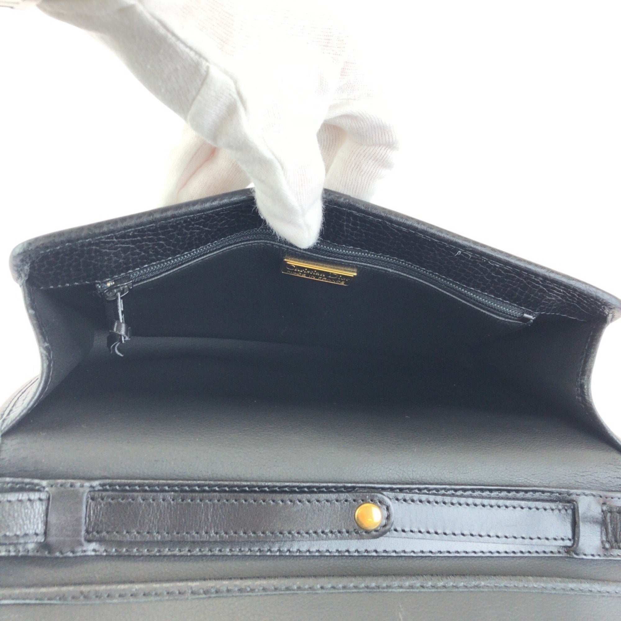 Christian Dior Black Leather Pochette Shoulder Bag (Pre-Owned)