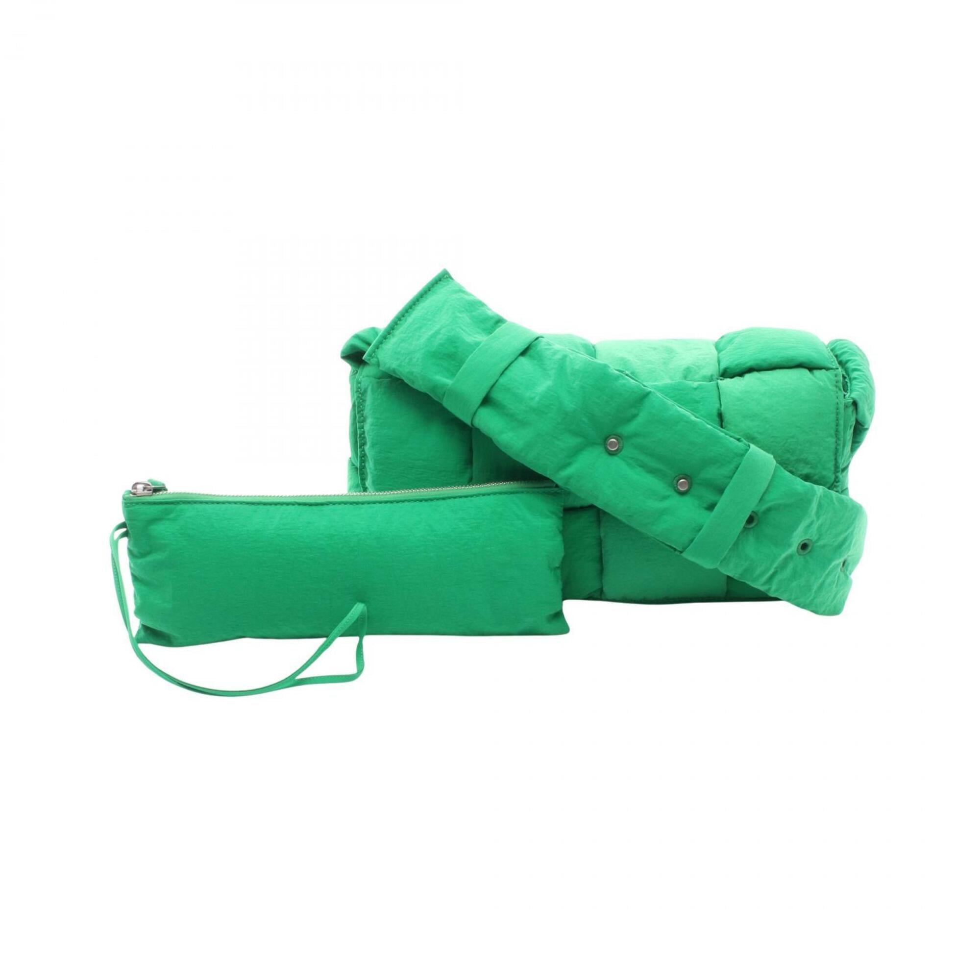 Bottega Veneta Green Nylon Handbag Shoulder Bag (Pre-Owned)