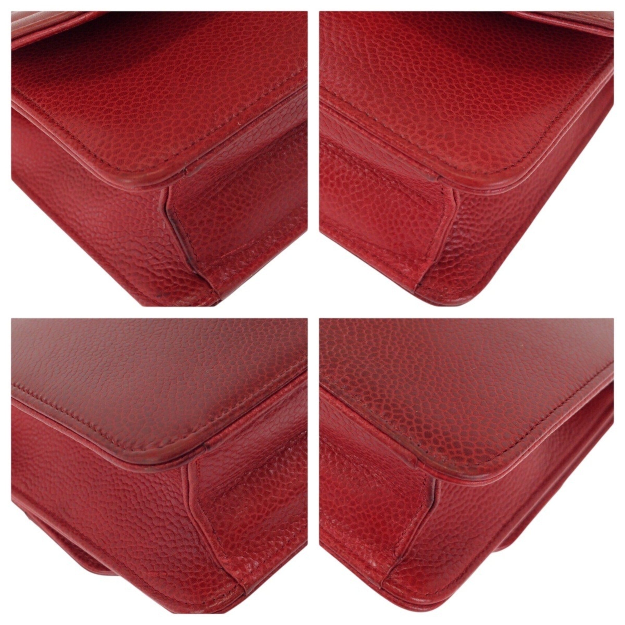 Christian Dior Red Color Leather Pochette Shoulder Bag (Pre-Owned)
