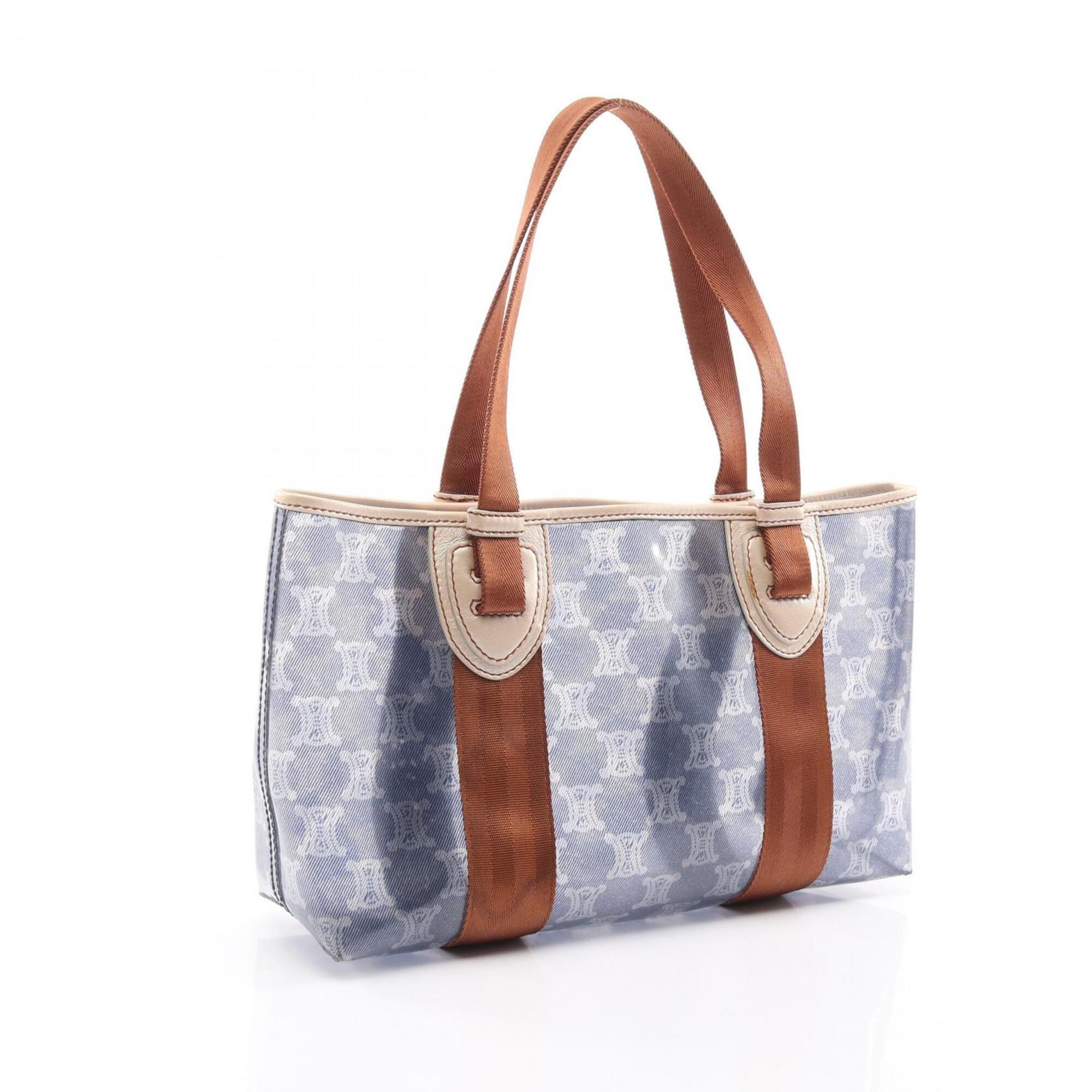 Celine Brown Navy Vinyl Leather Handbag Tote Bag (Pre-Owned)