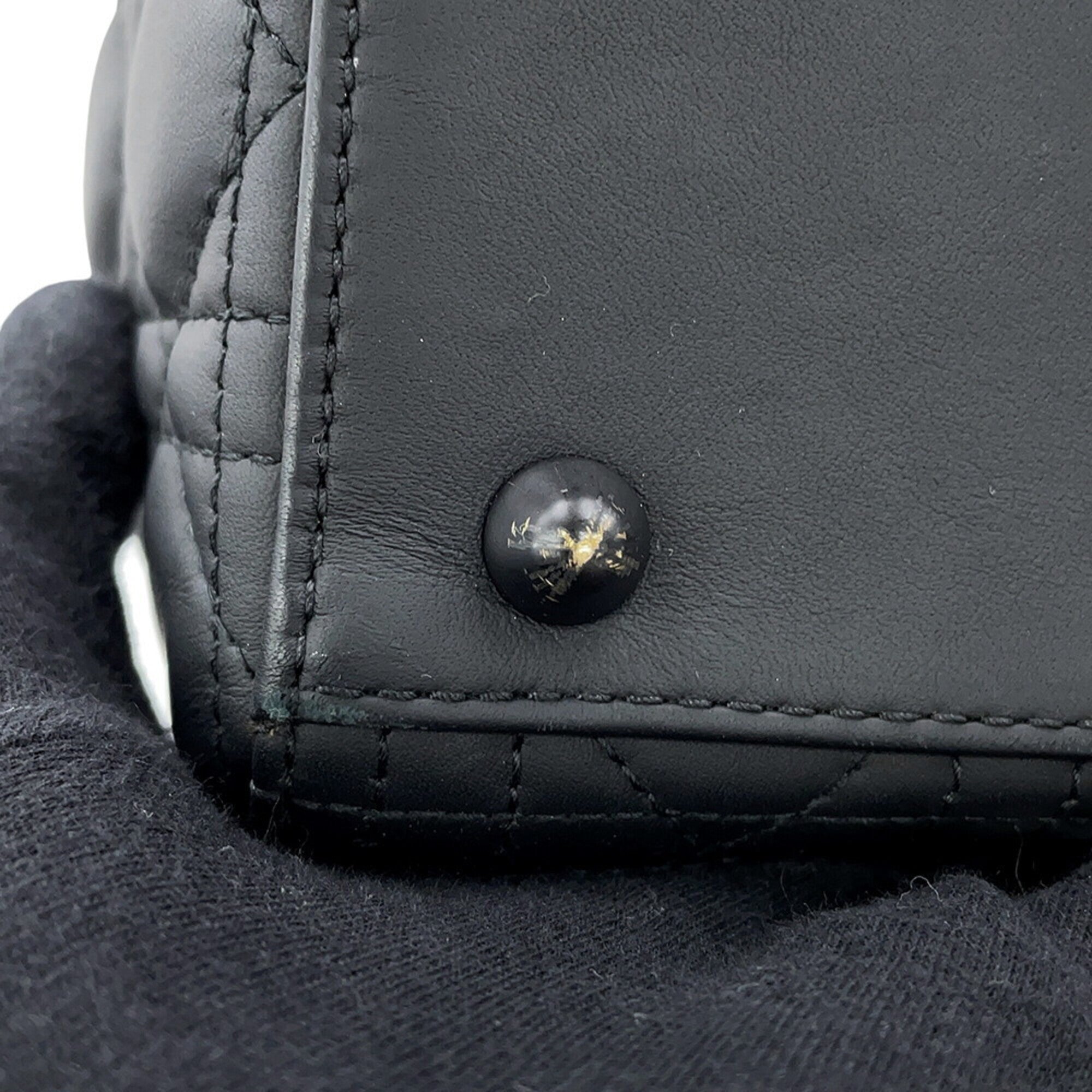 Christian Dior Lady Dior Black Leather Handbag (Pre-Owned)