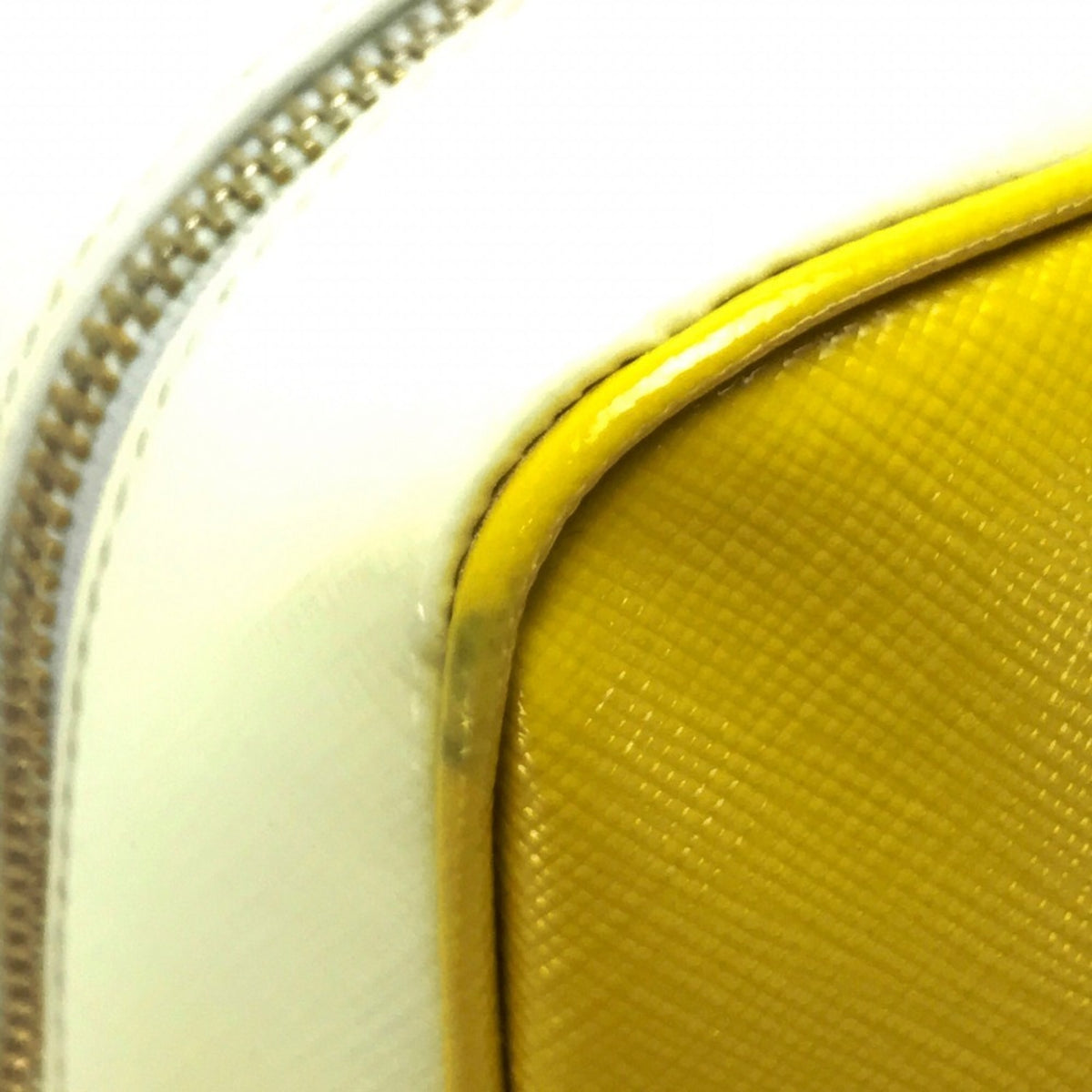 Prada Saffiano White Yellow Leather Handbag (Pre-Owned)