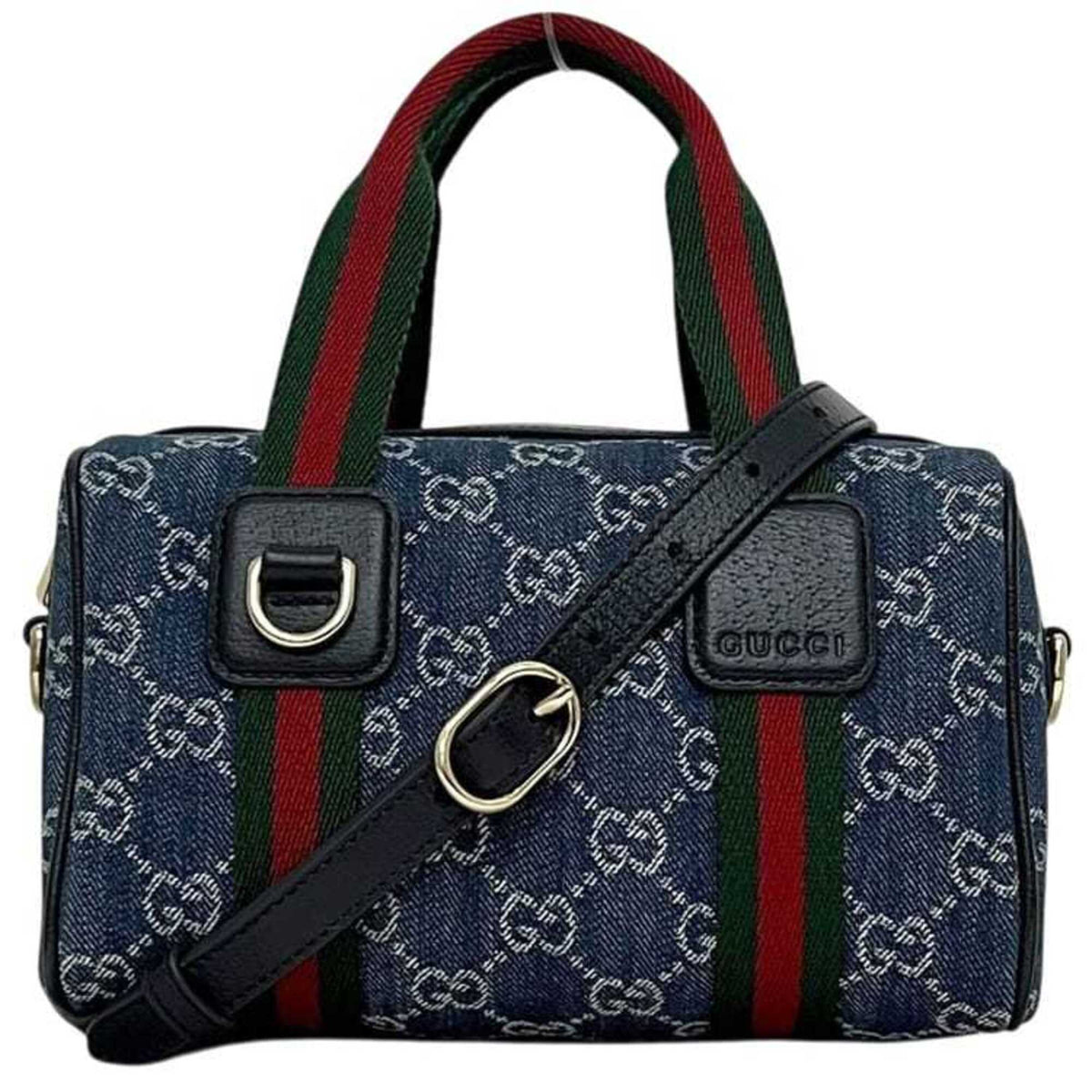 Gucci Blue Denim Canvas Boston Bag Shoulder Bag (Pre-Owned)