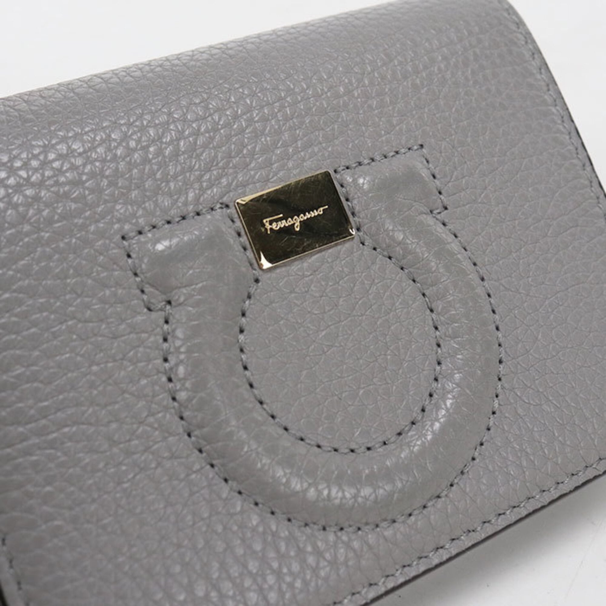 Salvatore Ferragamo Gray Leather Wallet (Bi-Fold) (Pre-Owned)