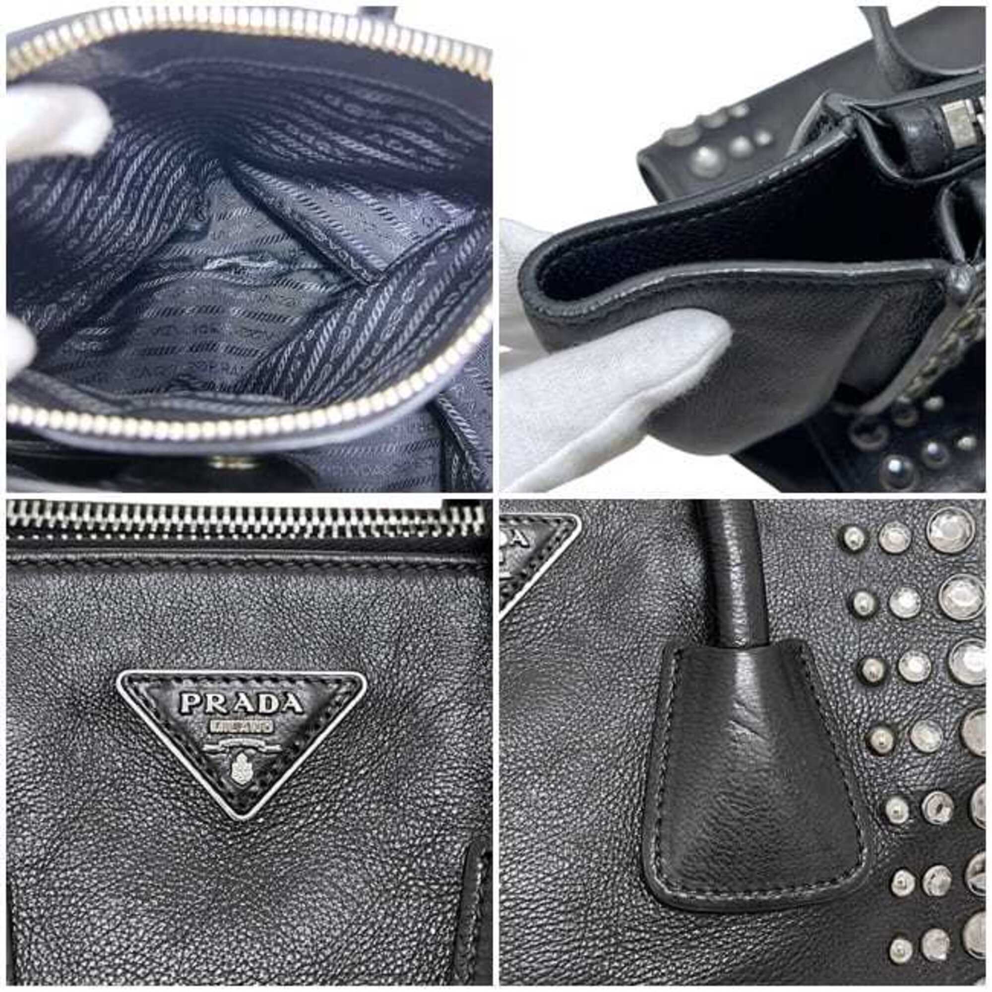 Prada Black Nero Leather Handbag Shoulder Bag (Pre-Owned)