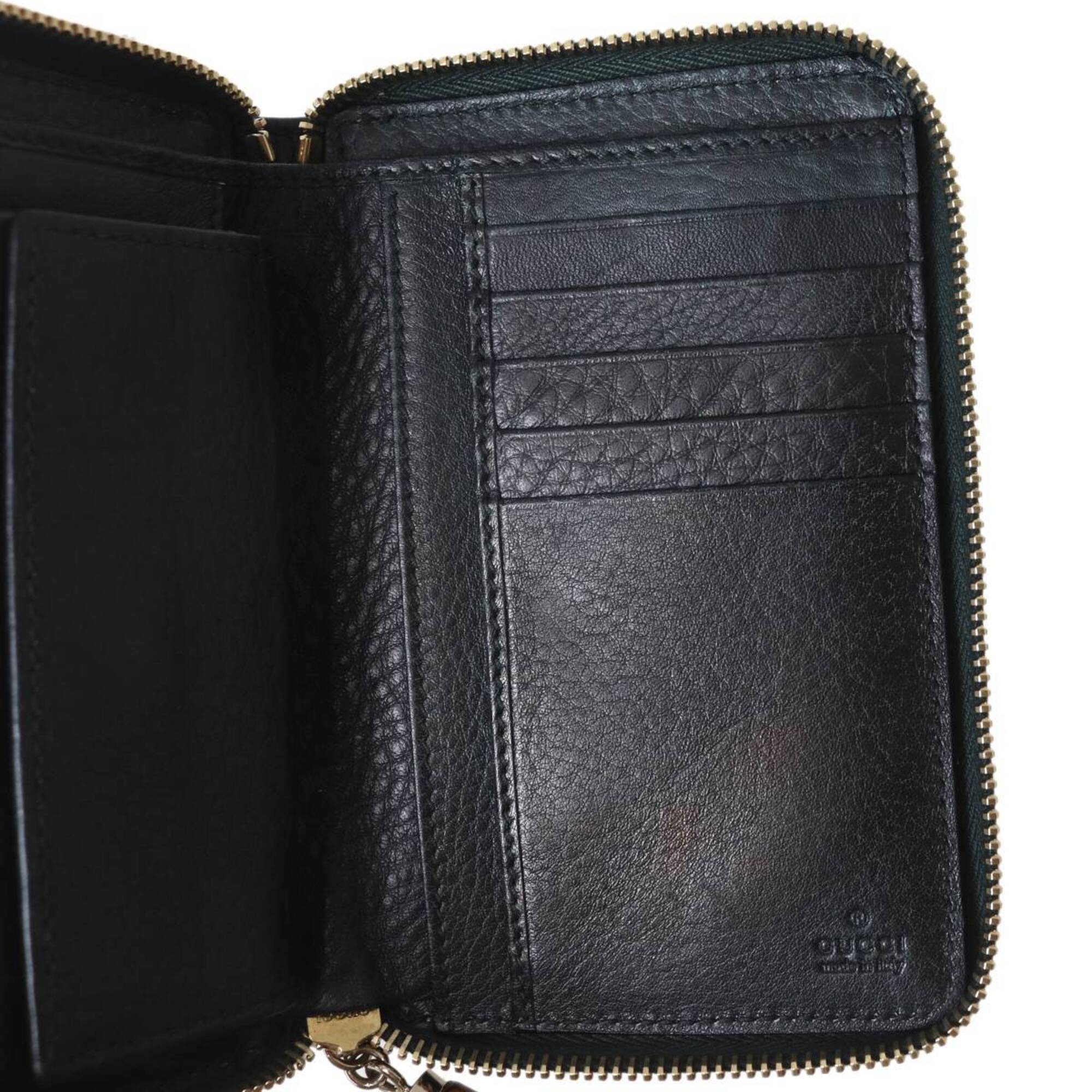 Gucci Diamante Beige Black Canvas Leather Wallet (Bi-Fold) (Pre-Owned)