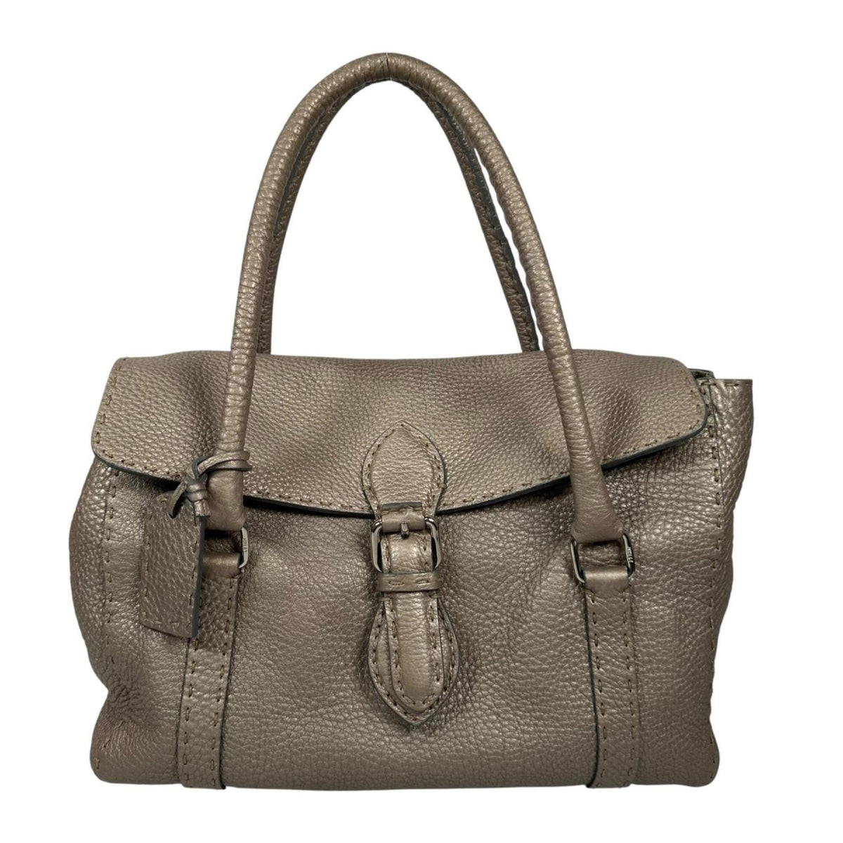 Fendi Metallic Beige Leather Handbag (Pre-Owned)