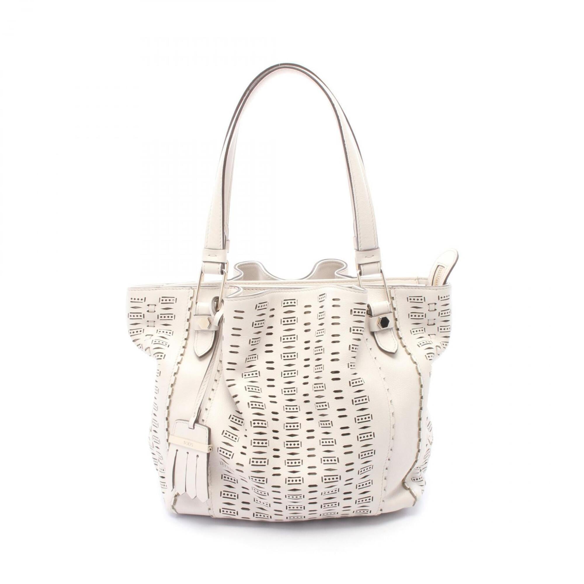 Tod's White Leather Handbag Shoulder Bag (Pre-Owned)