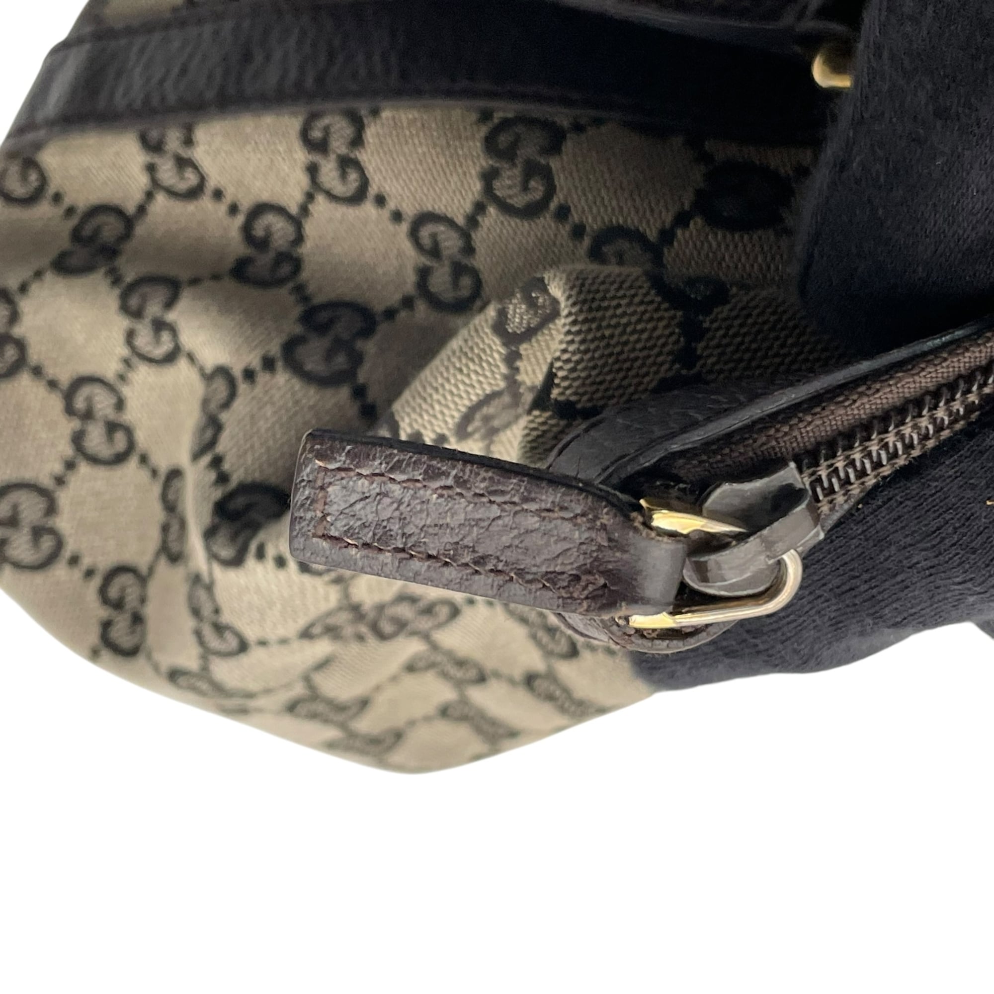 Gucci Dark Brown Gray Gg Canvas Leather Shoulder Bag Tote Bag (Pre-Owned)