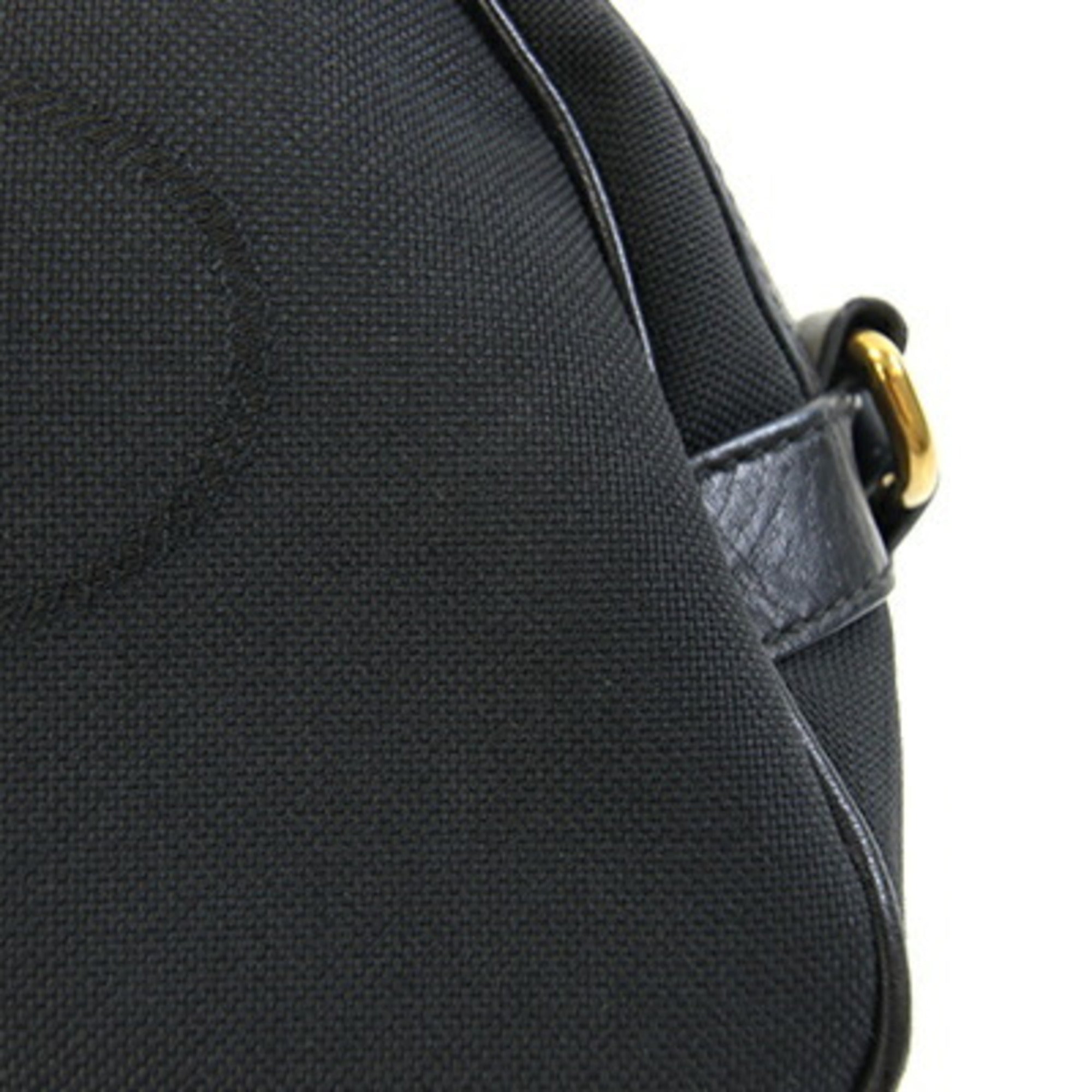 Prada Black Canvas Leather Shoulder Bag (Pre-Owned)