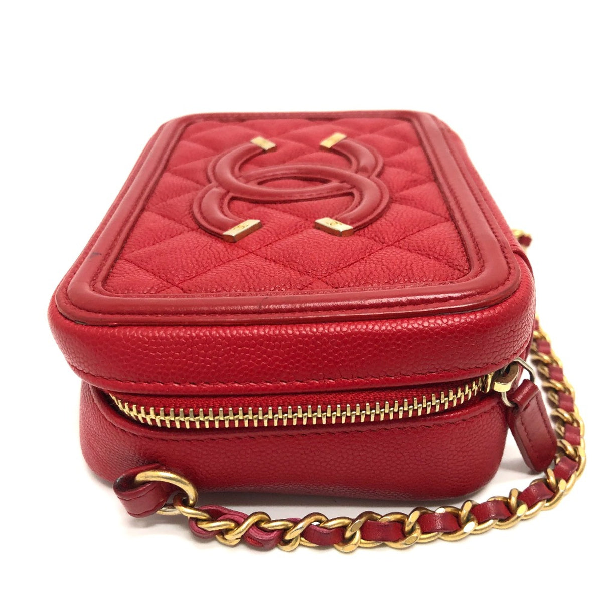 Chanel Red Leather Shoulder Bag (Pre-Owned)