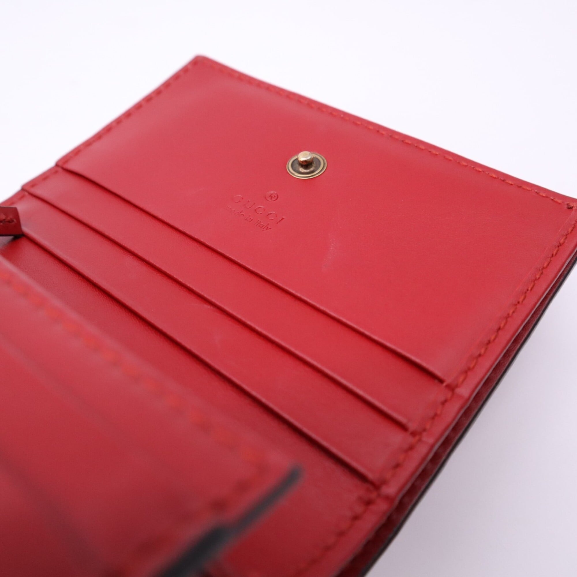 Gucci Gg Supreme Green Red Color Leather Wallet (Bi-Fold) (Pre-Owned)