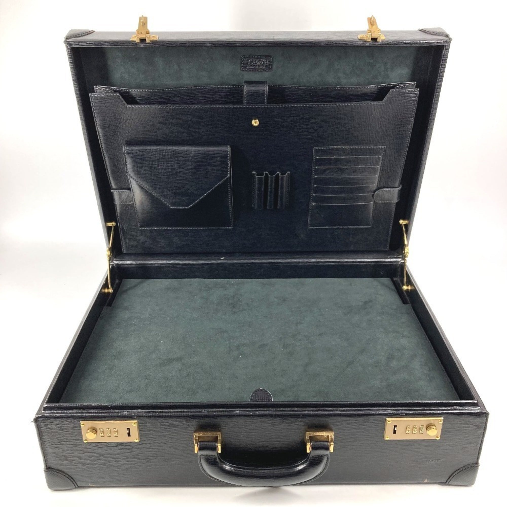 Loewe Black Leather Attaché Case Handbag Tote Bag (Pre-Owned)