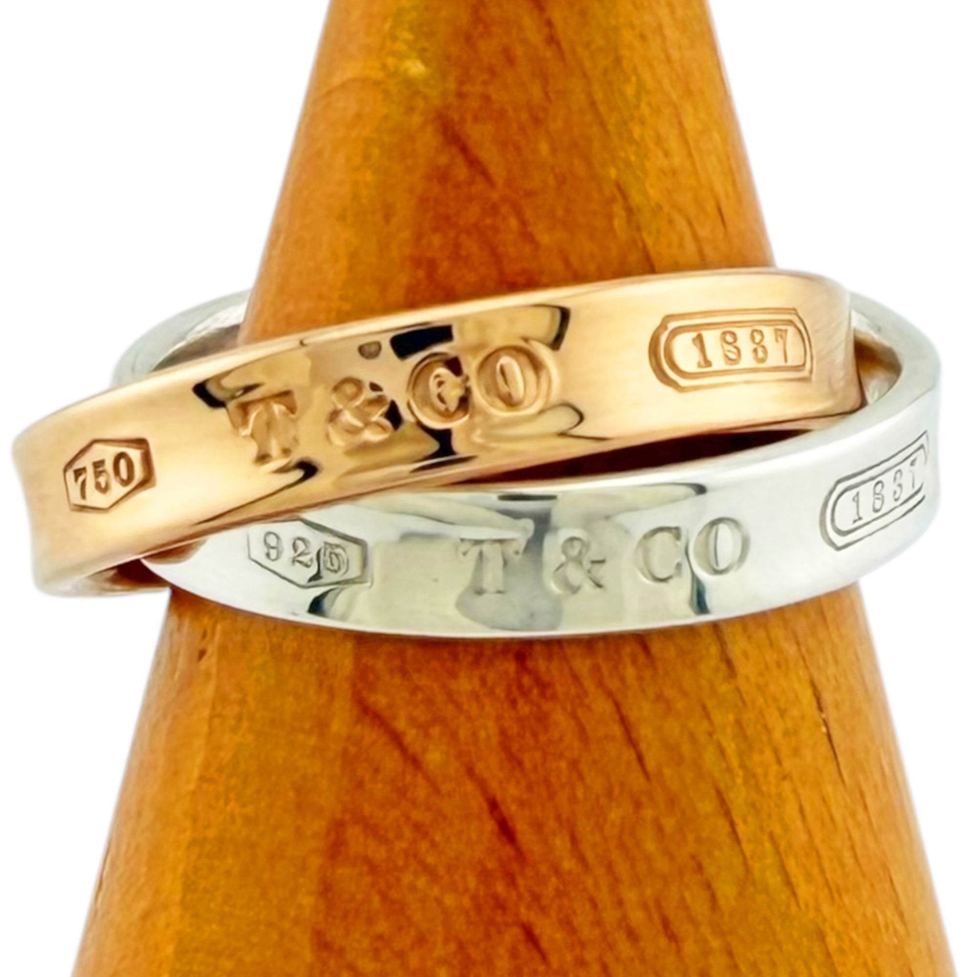 Tiffany Silver Pink Gold Pink Gold (18K) Silver 925 Band Ring (Pre-Owned)