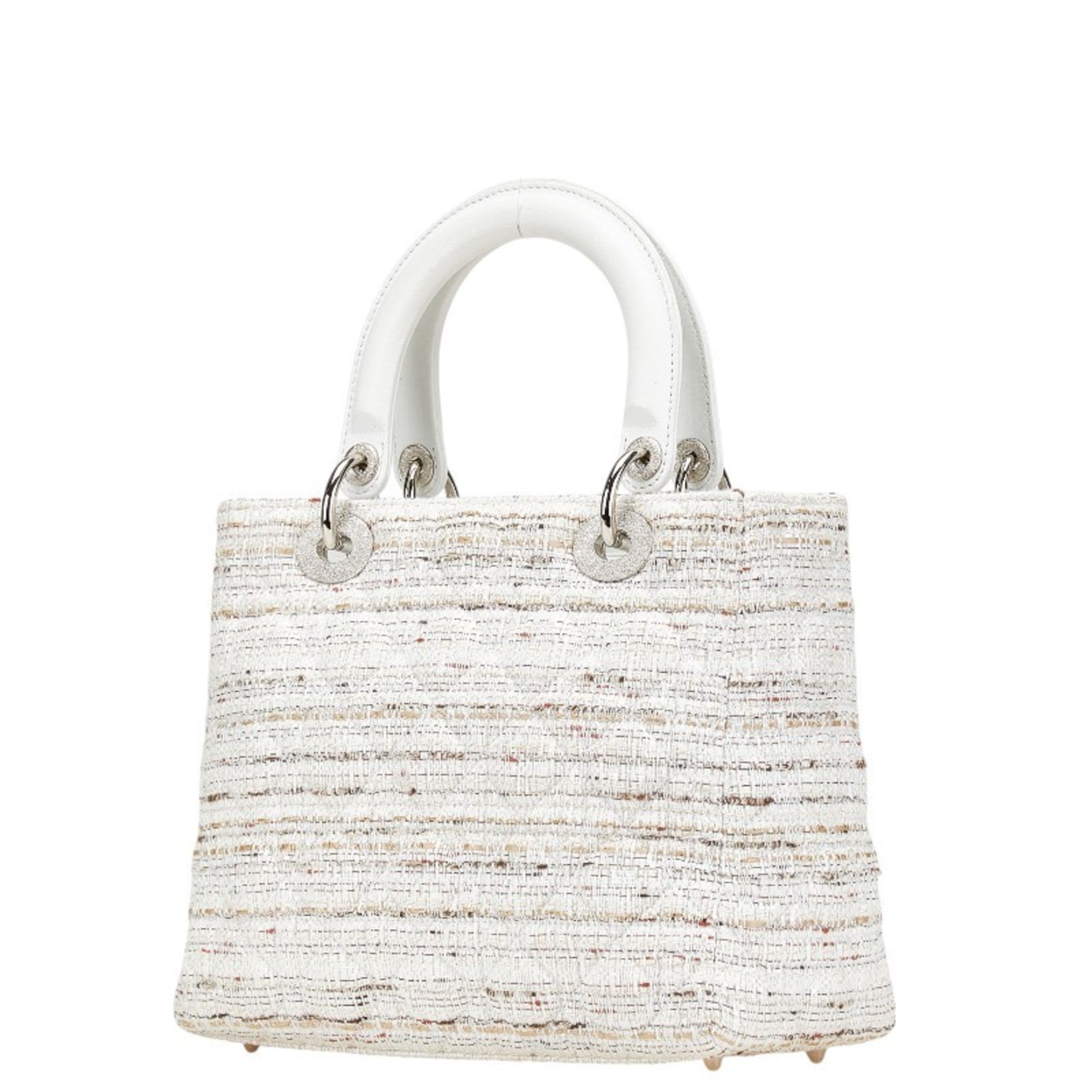 Christian Dior Multi-Color White Canvas Leather Handbag (Pre-Owned)