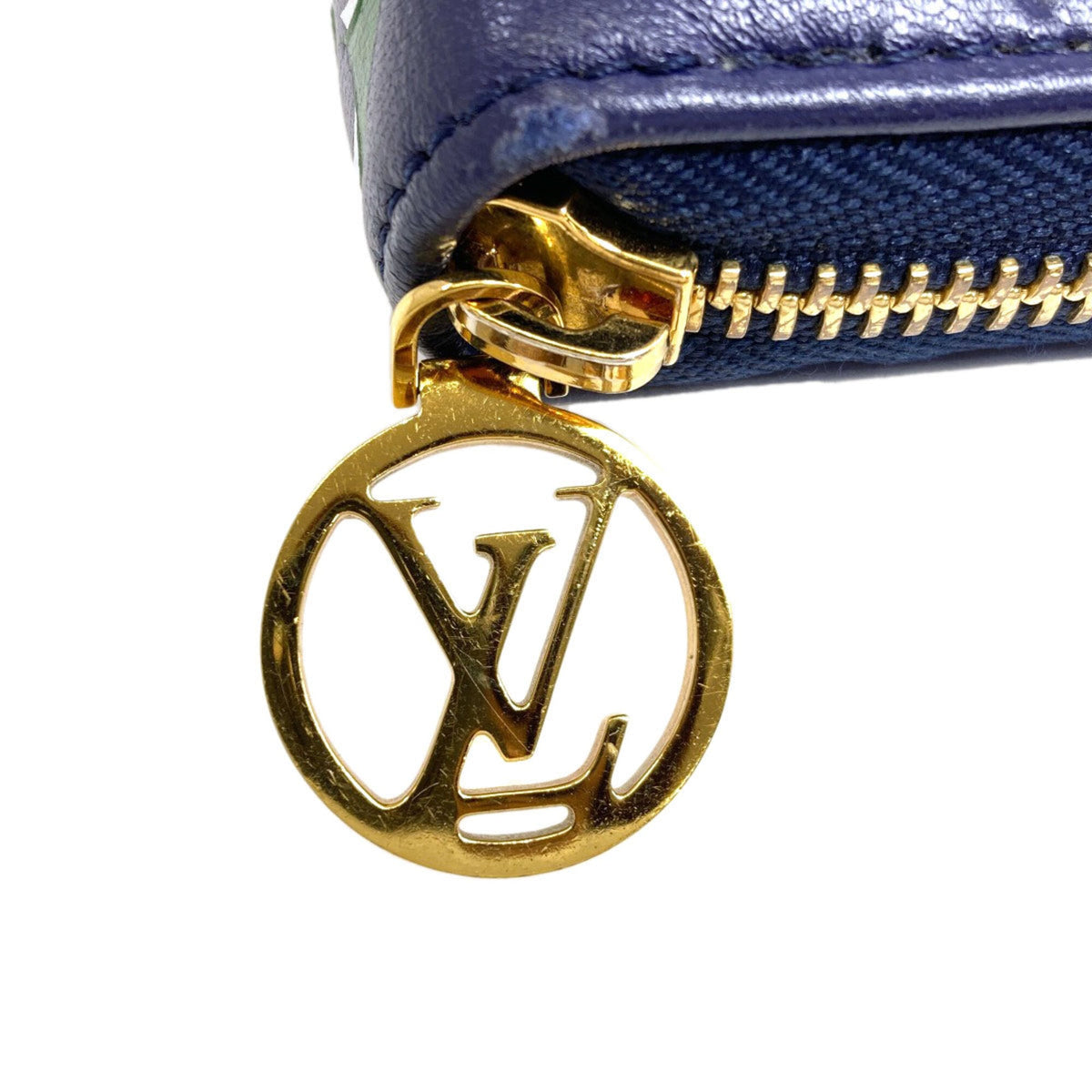 Louis Vuitton Blue Green Leather Long Wallet (Bi-Fold) (Pre-Owned)