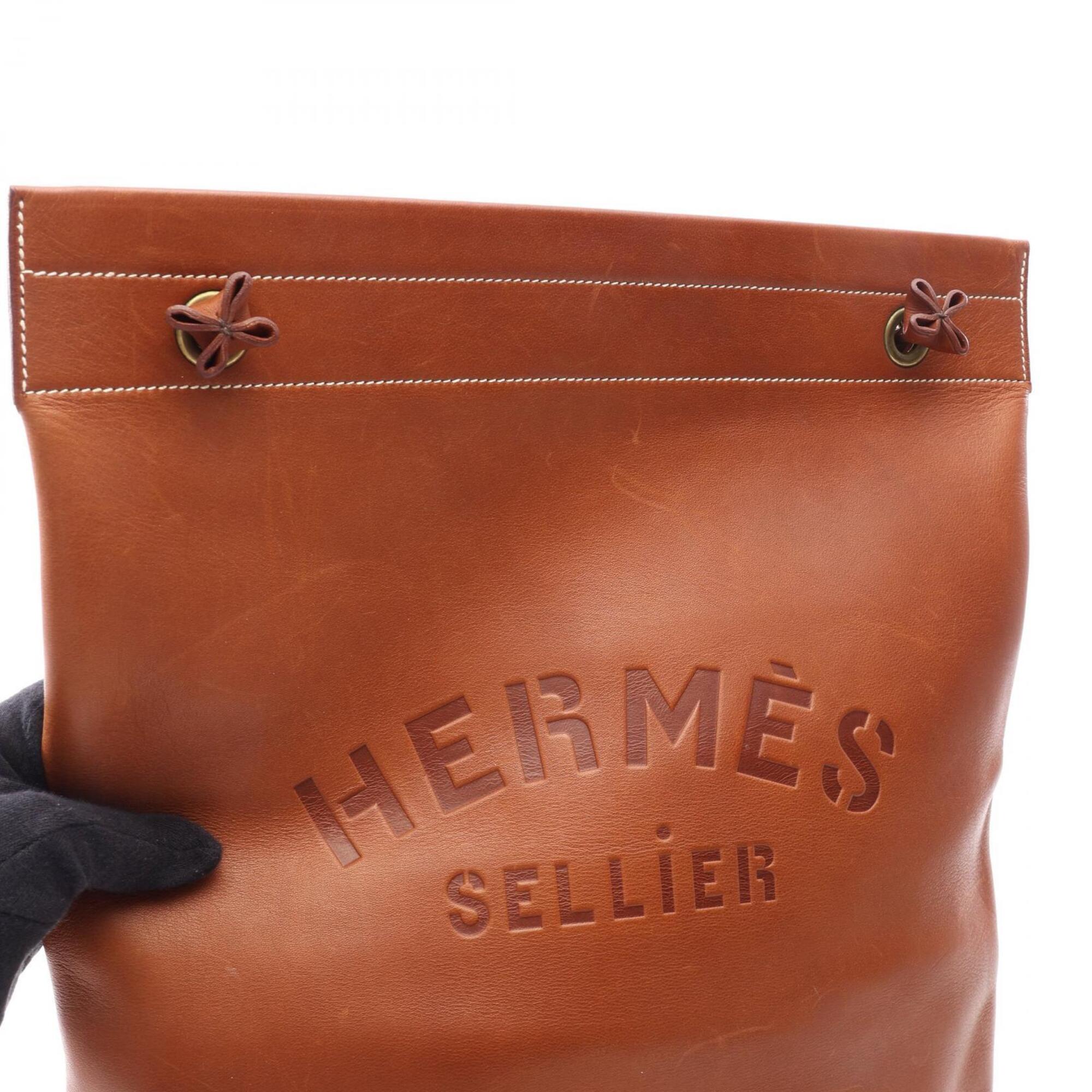 Hermes Brown Fauve Barenia Leather Handbag Shoulder Bag (Pre-Owned)