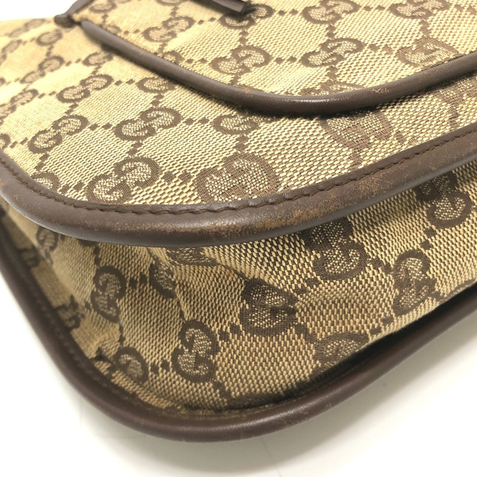 Gucci Beige Canvas Handbag Shoulder Bag (Pre-Owned)