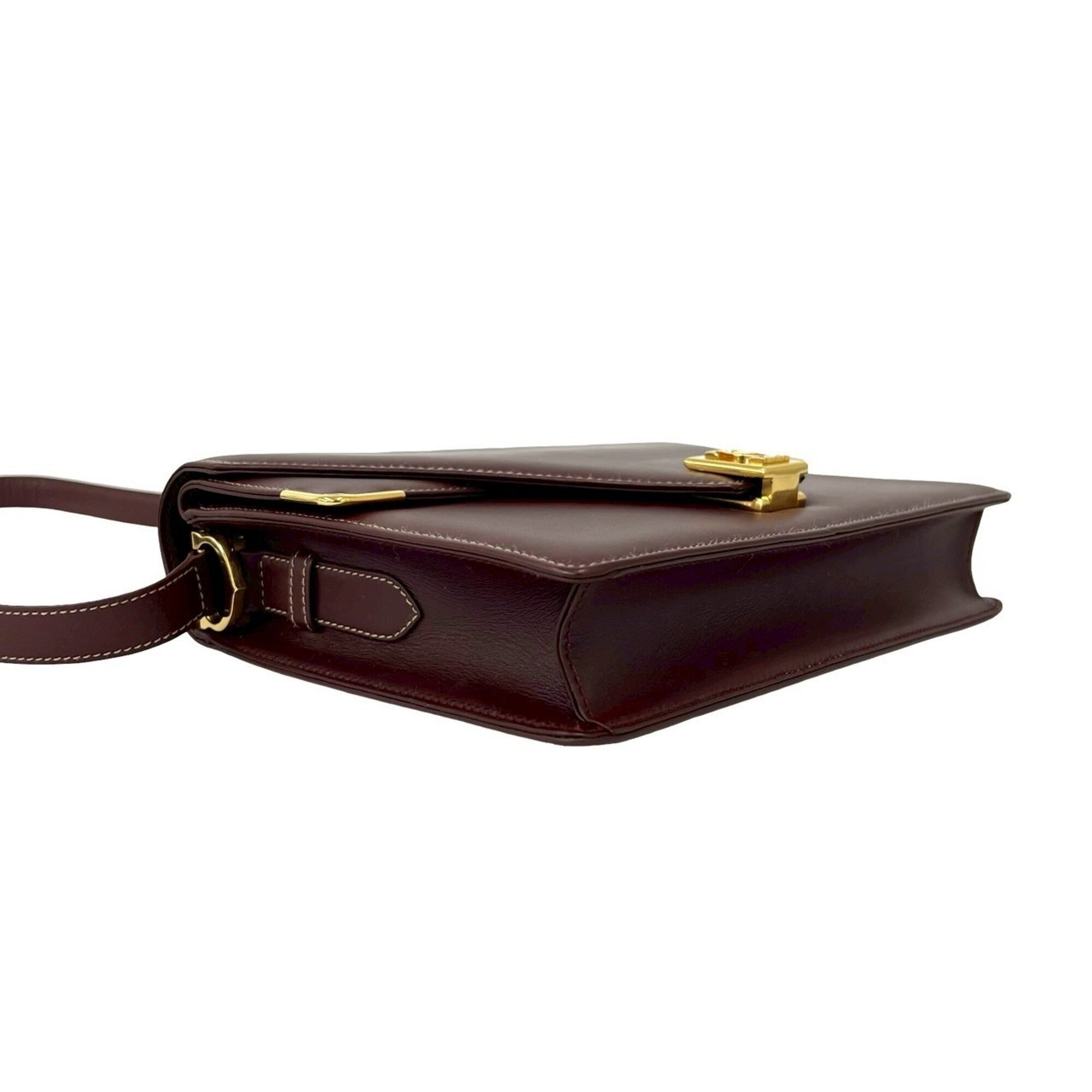 Cartier Wine Red Leather Shoulder Bag (Pre-Owned)