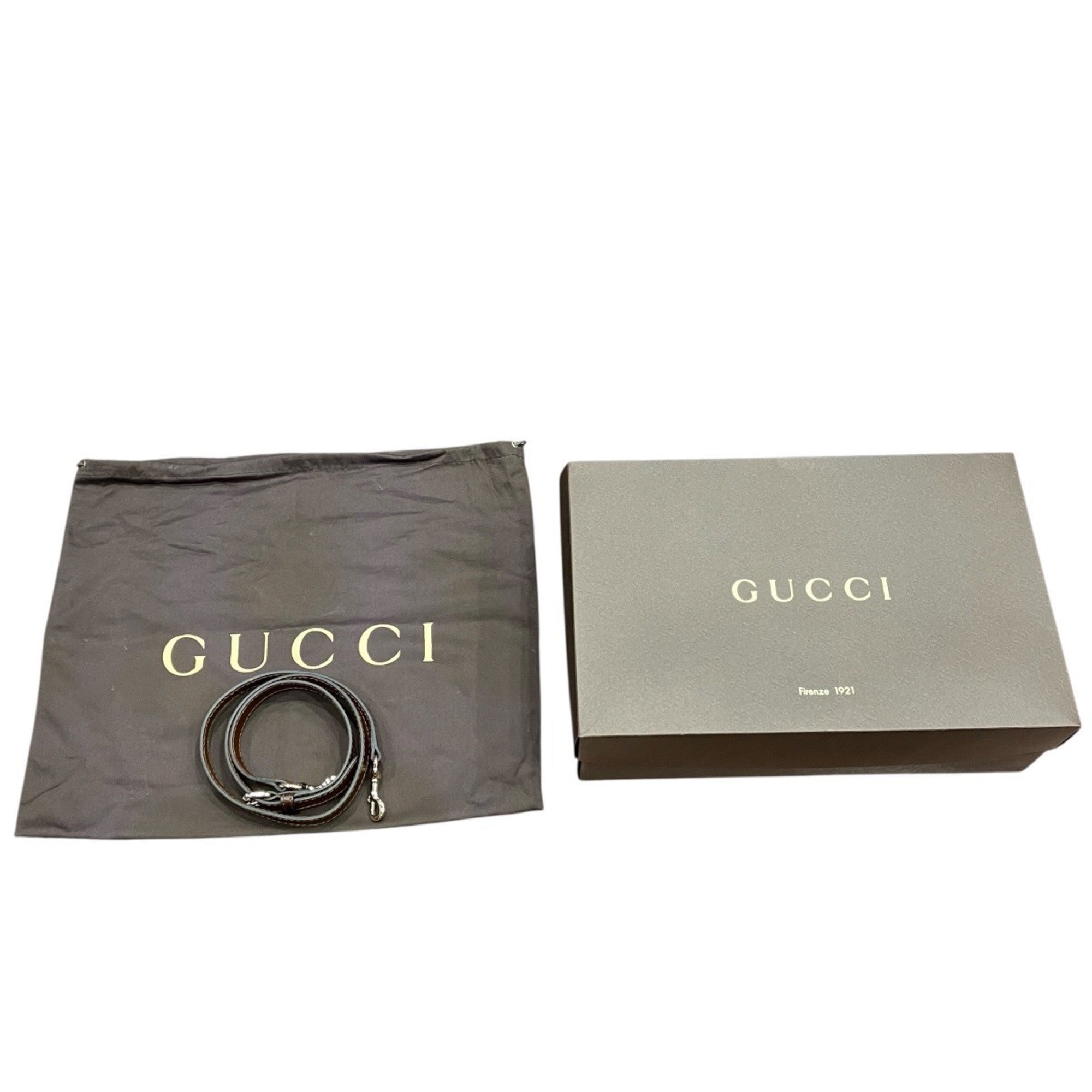 Gucci Beige Brown Gold Canvas Leather Handbag (Pre-Owned)