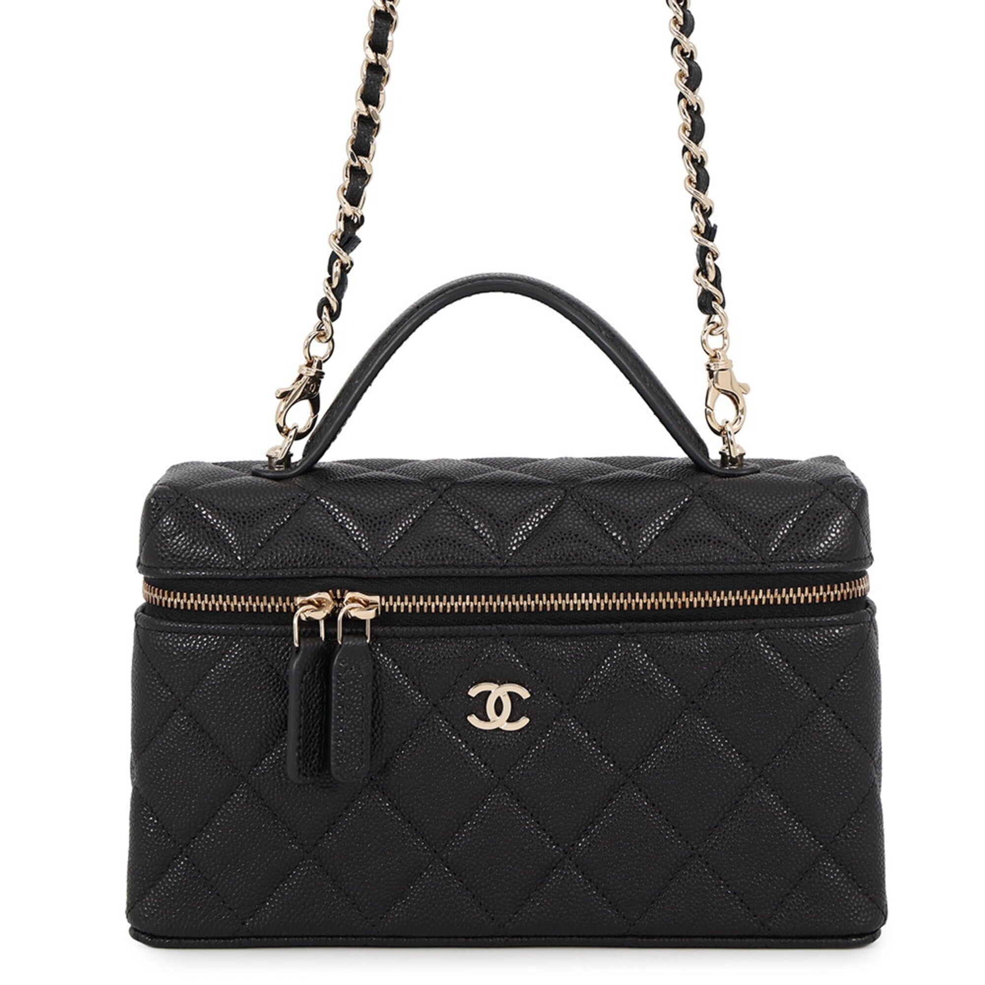 Chanel Black Grained Calfskin Shoulder Bag