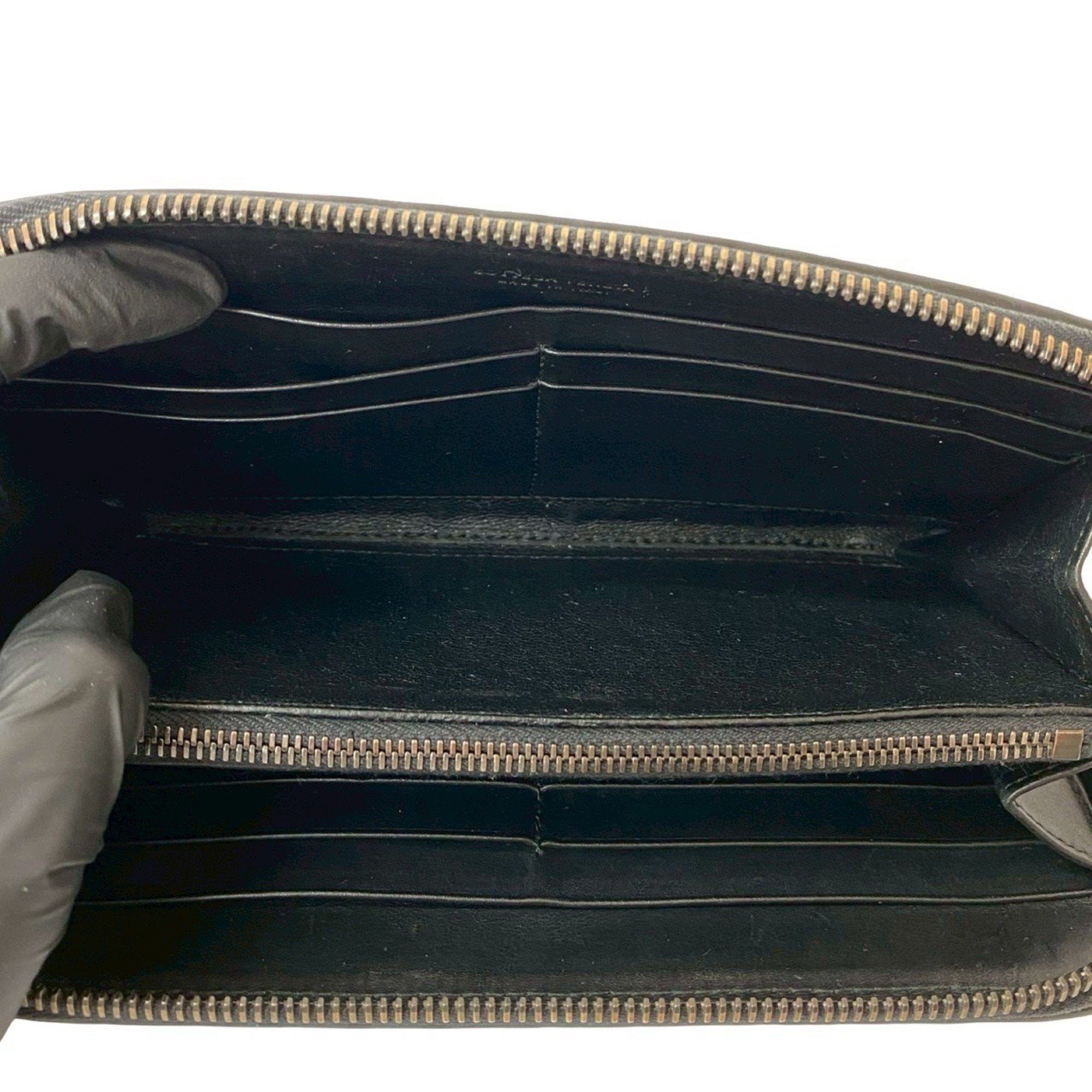 Bottega Veneta Black Leather Long Wallet (Bi-Fold) (Pre-Owned)