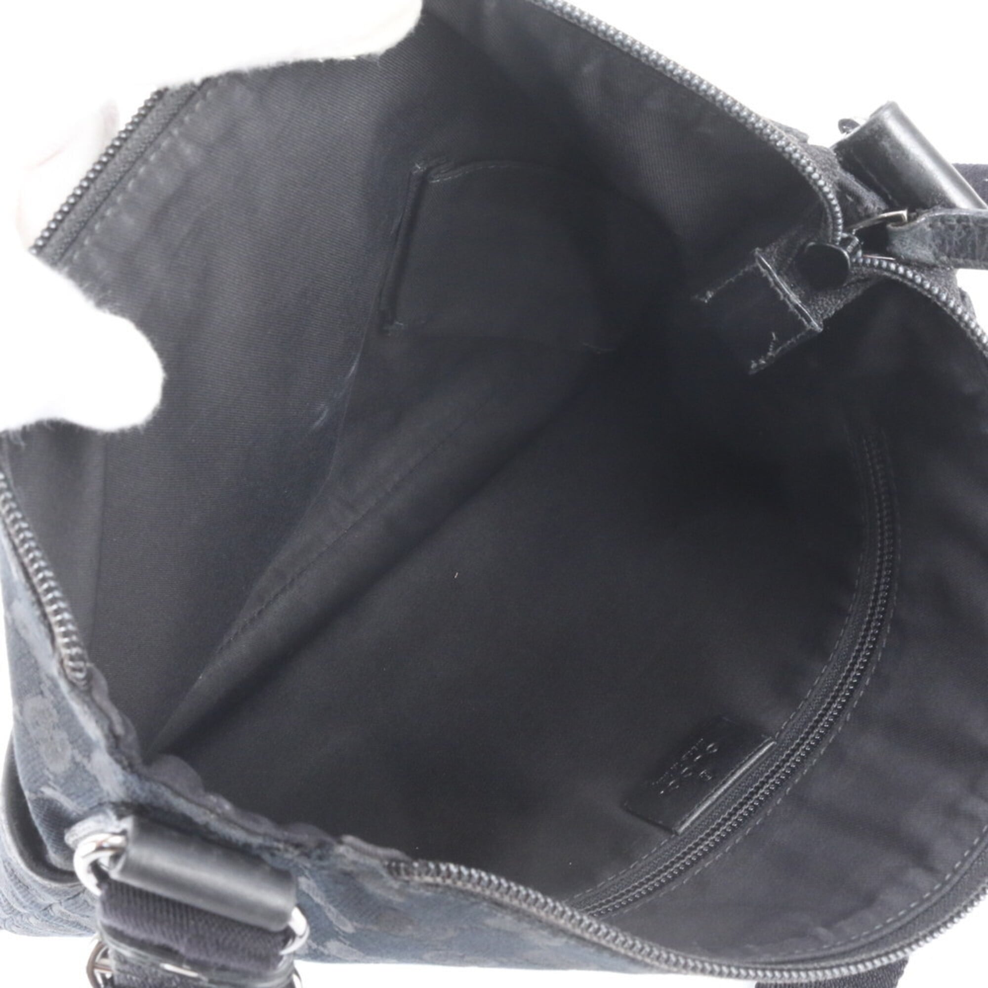 Gucci Black Leather Canvas Shoulder Bag (Pre-Owned)