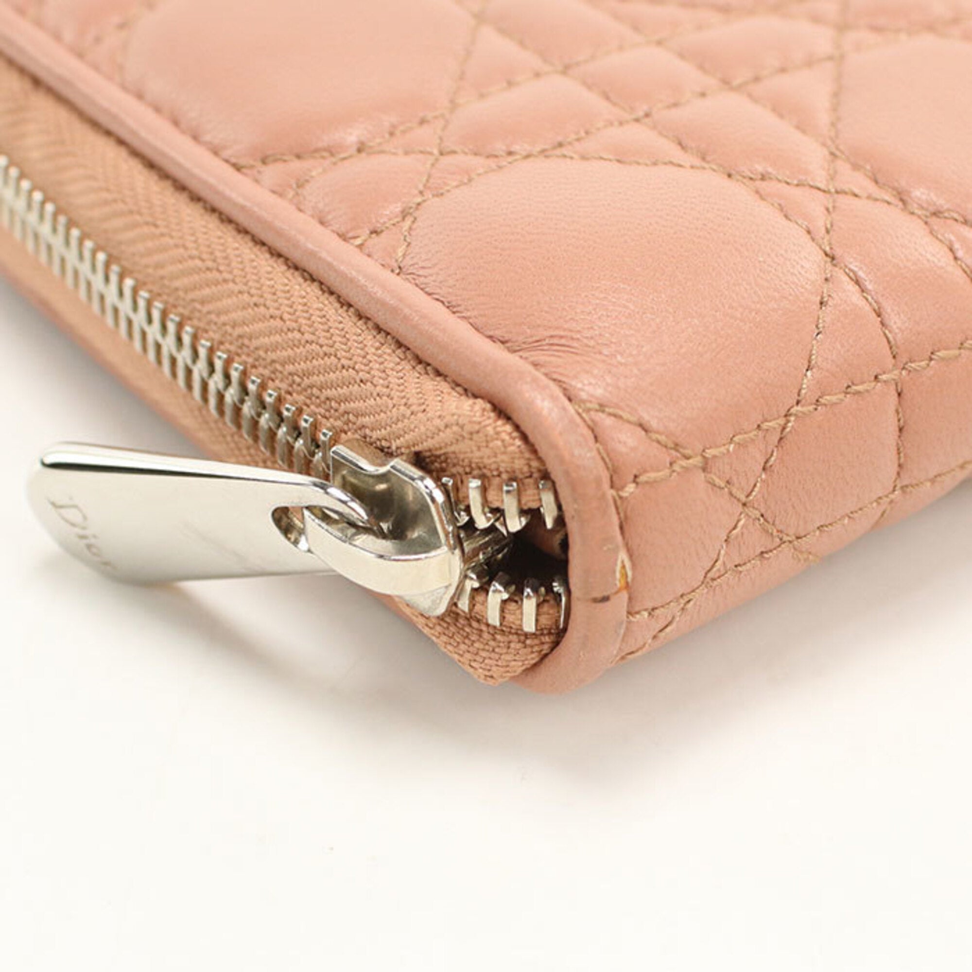 Christian Dior Pink Leather Long Wallet (Bi-Fold) (Pre-Owned)