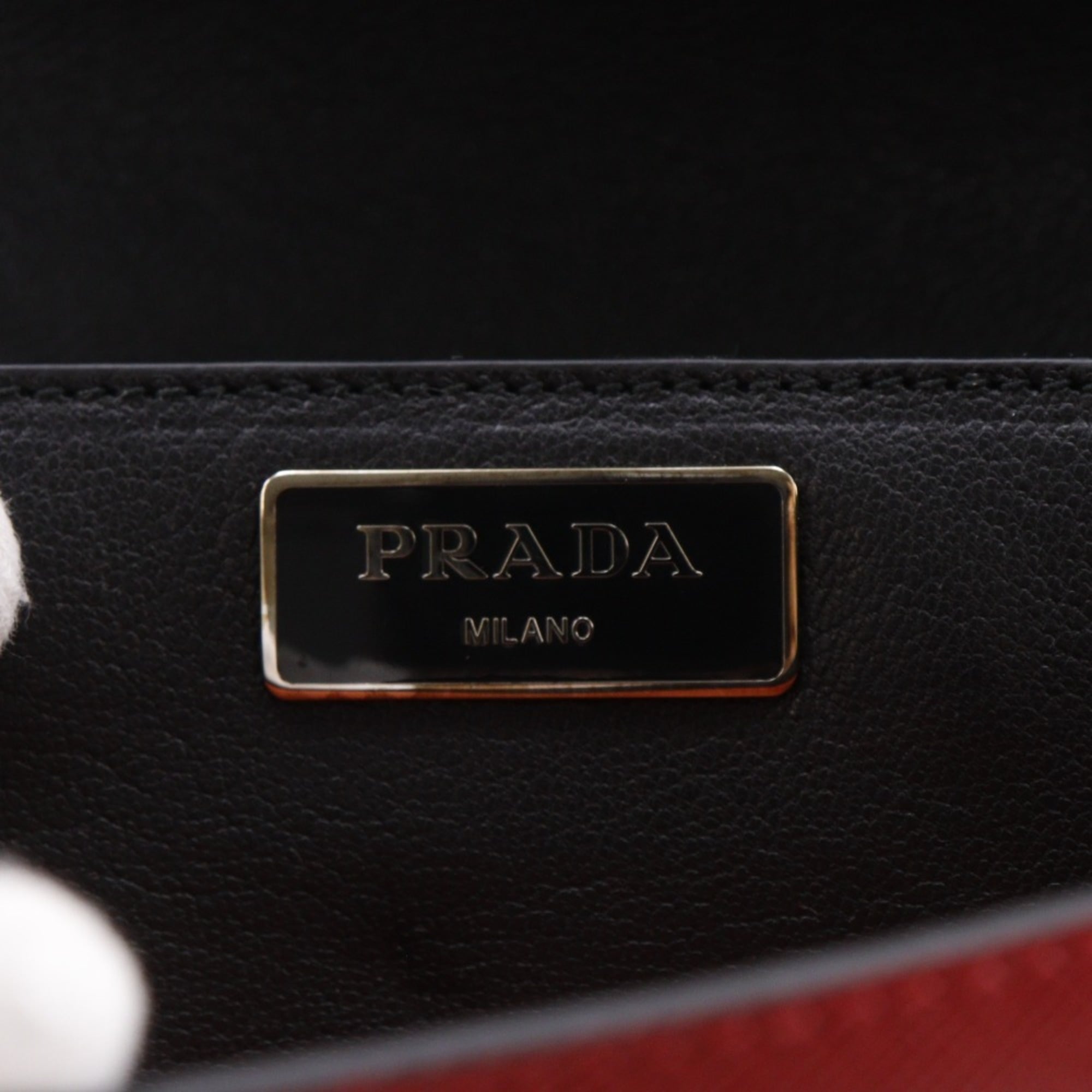 Prada Saffiano Orange Red Color Saffiano Clutch Bag Shoulder Bag (Pre-Owned)