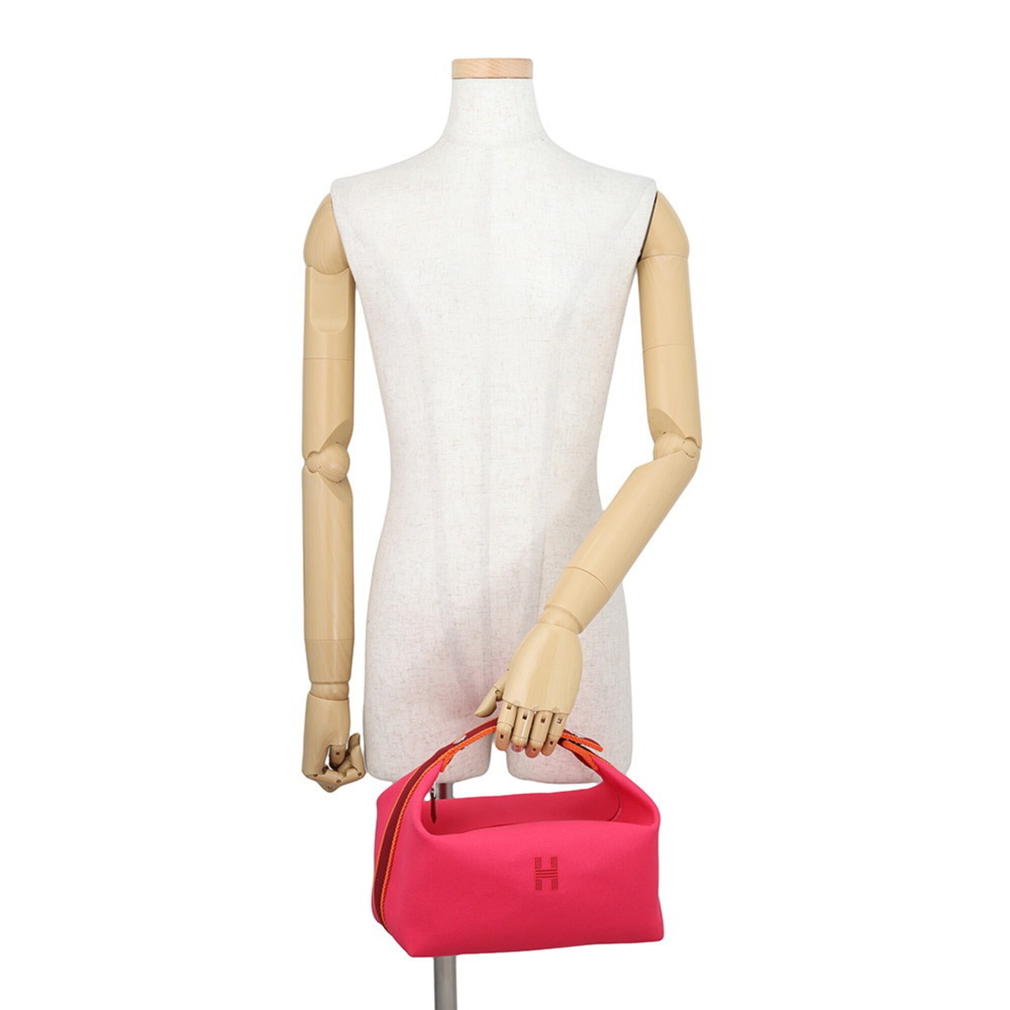 Hermes Red Color Canvas Handbag Pouch (Pre-Owned)