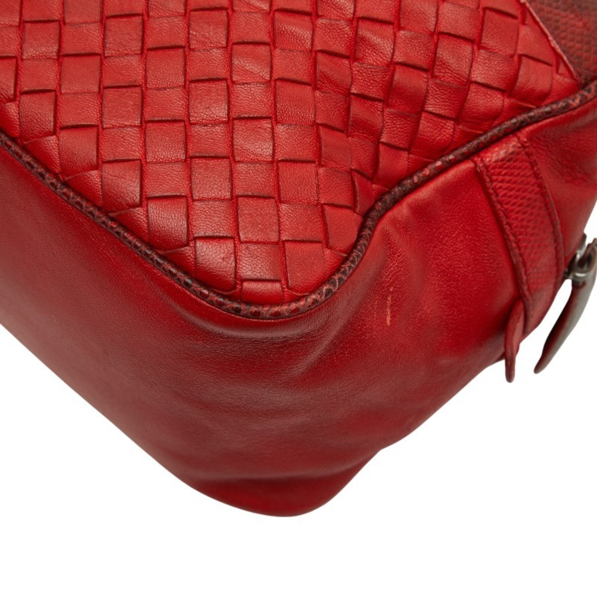 Bottega Veneta Red Color Leather Handbag Shoulder Bag (Pre-Owned)