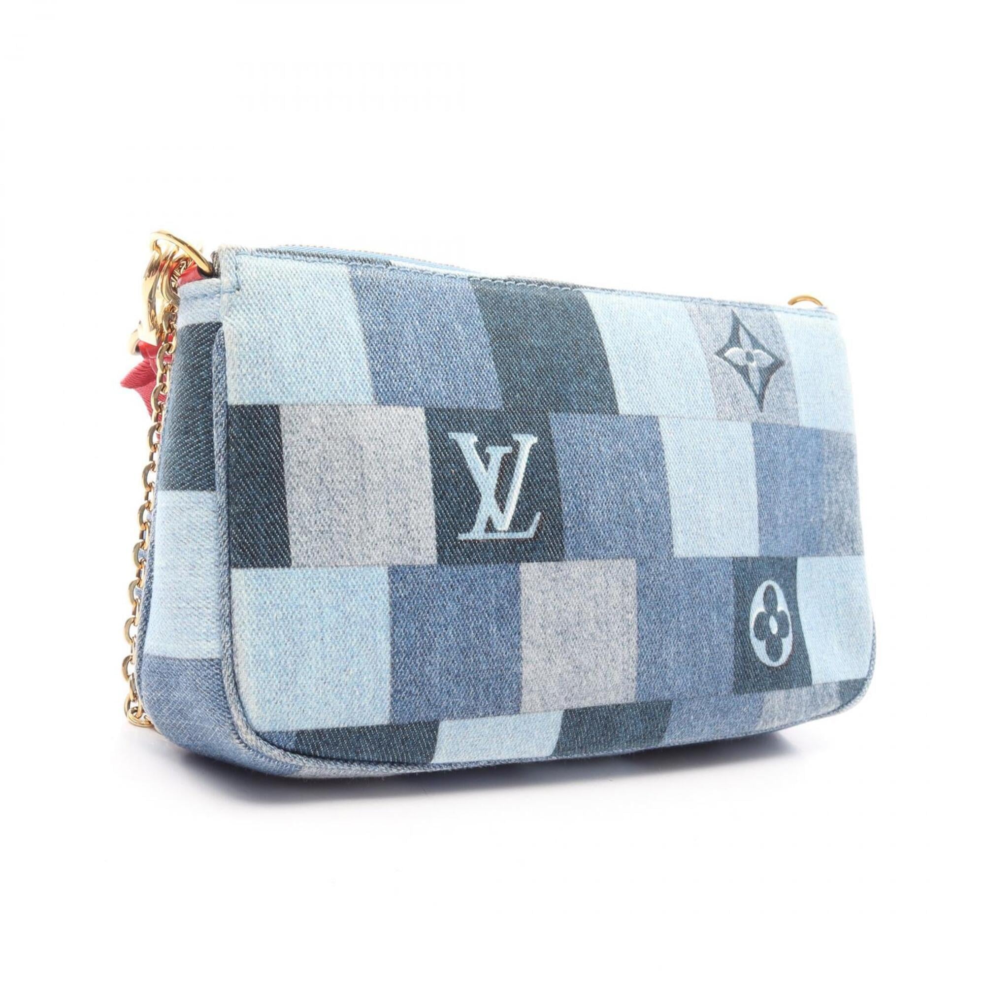 Louis Vuitton Blue Multi-Color Denim Leather Handbag Pochette Shoulder Bag (Pre-Owned)