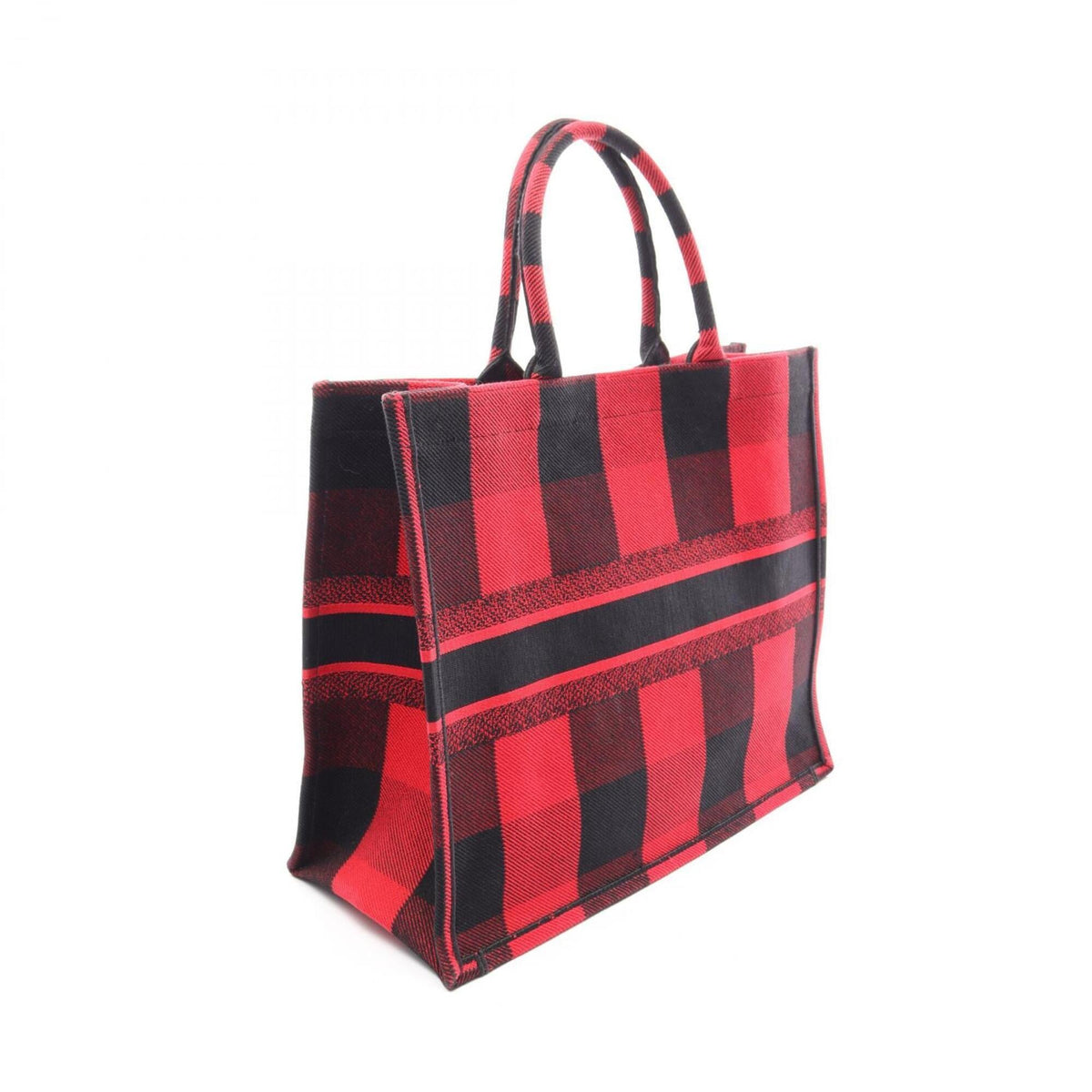 Christian Dior Black Red Color Canvas Handbag Tote Bag (Pre-Owned)