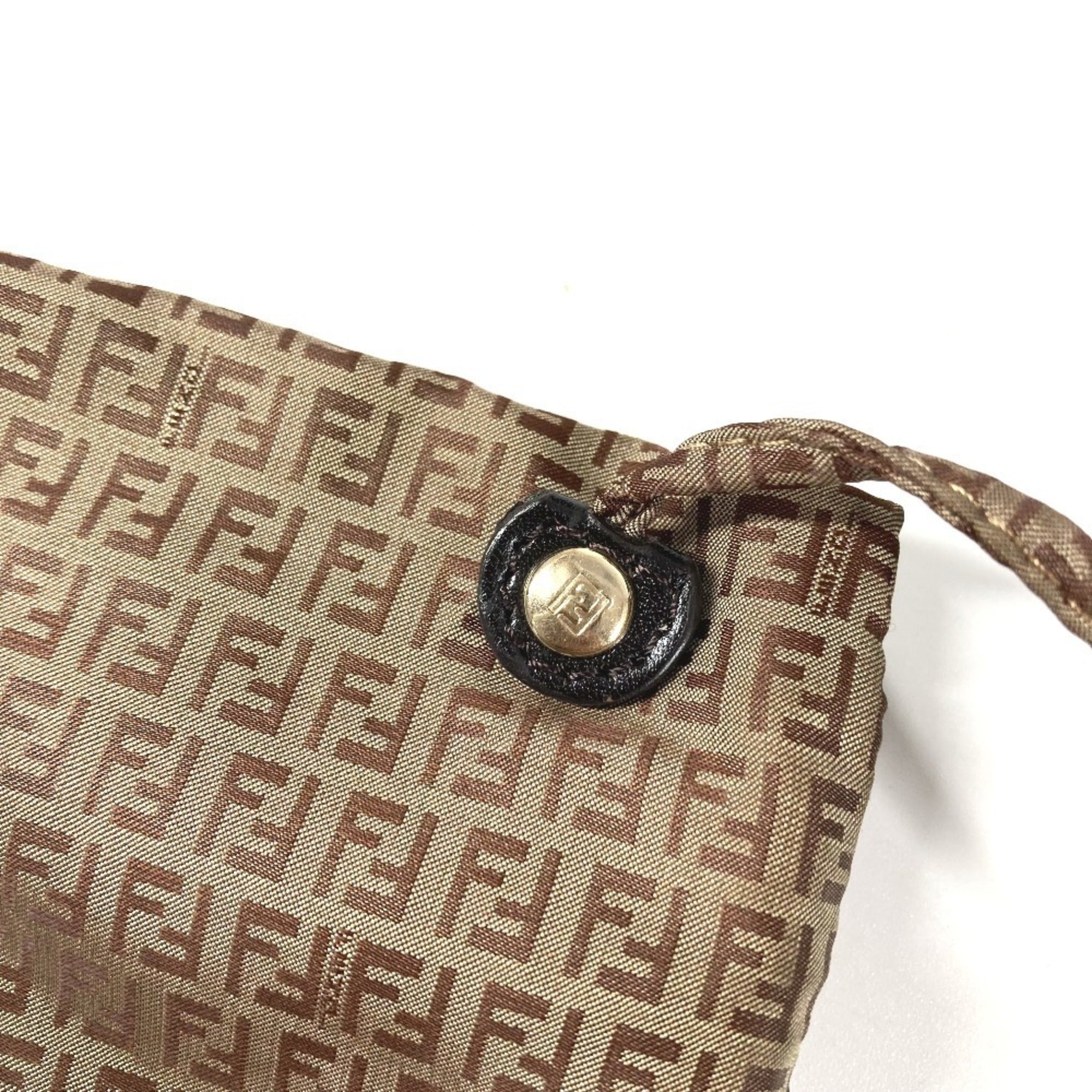 Fendi Beige Nylon Handbag Pouch Shoulder Bag Tote Bag (Pre-Owned)