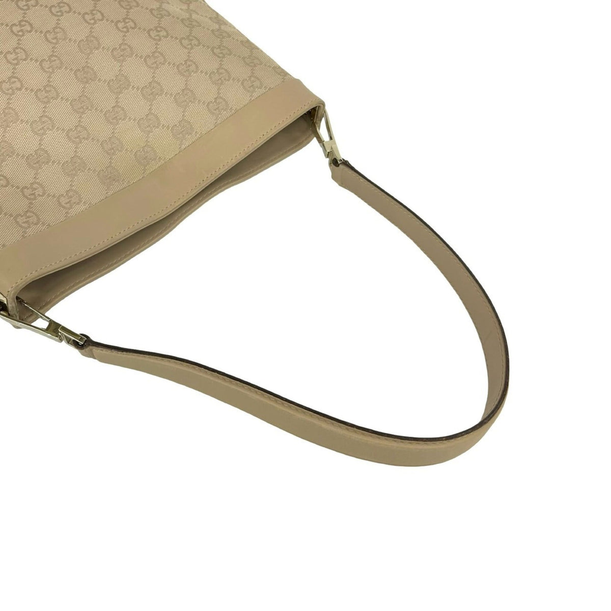 Gucci Beige Canvas Leather Handbag Shoulder Bag Tote Bag (Pre-Owned)