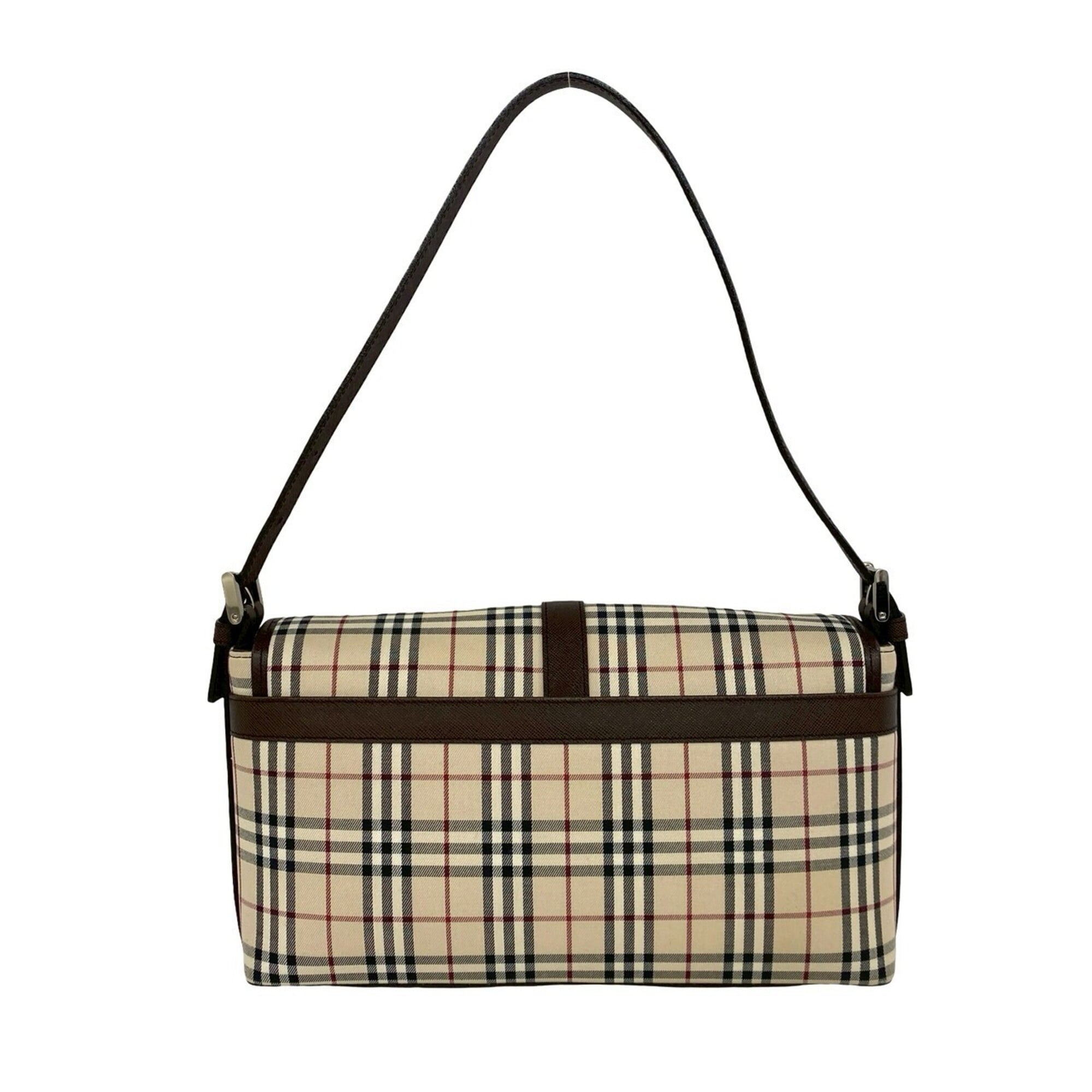 Burberry Beige Brown Canvas Leather Handbag Shoulder Bag (Pre-Owned)
