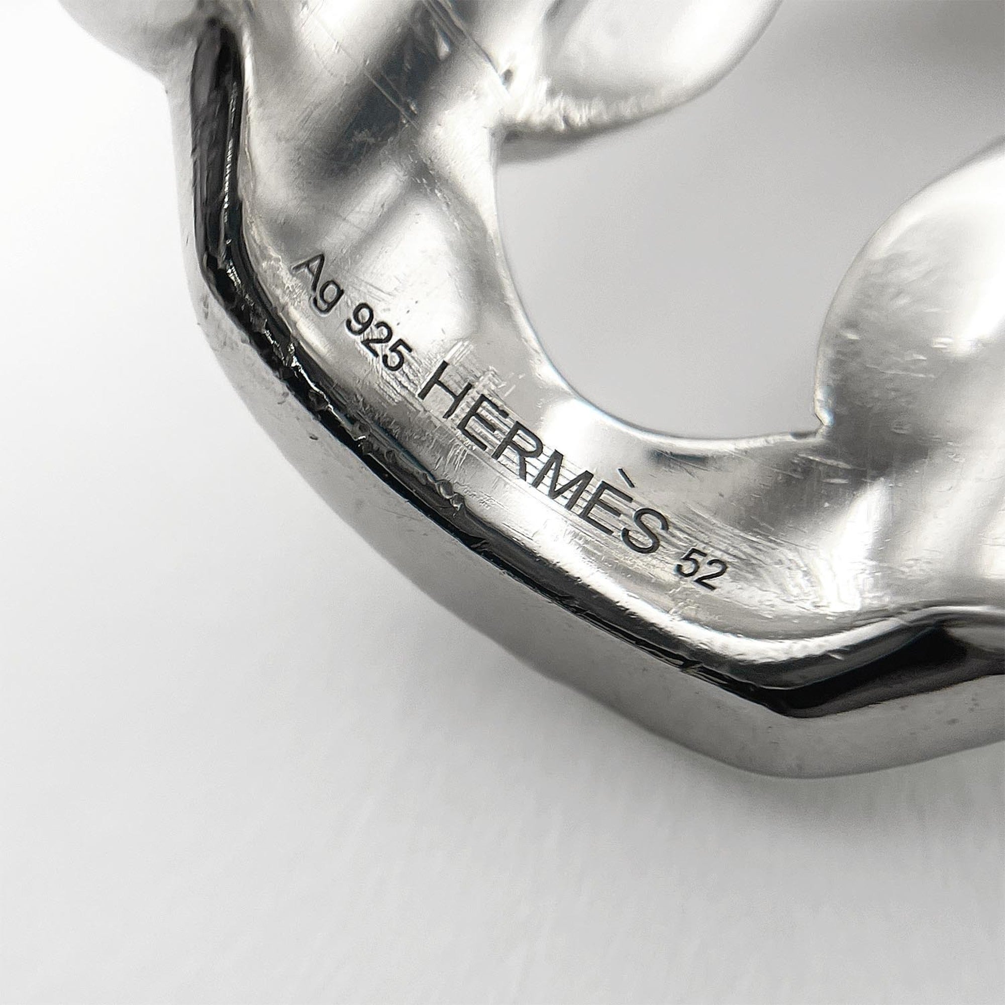 Hermes Silver Silver 925 Band Ring (Pre-Owned)